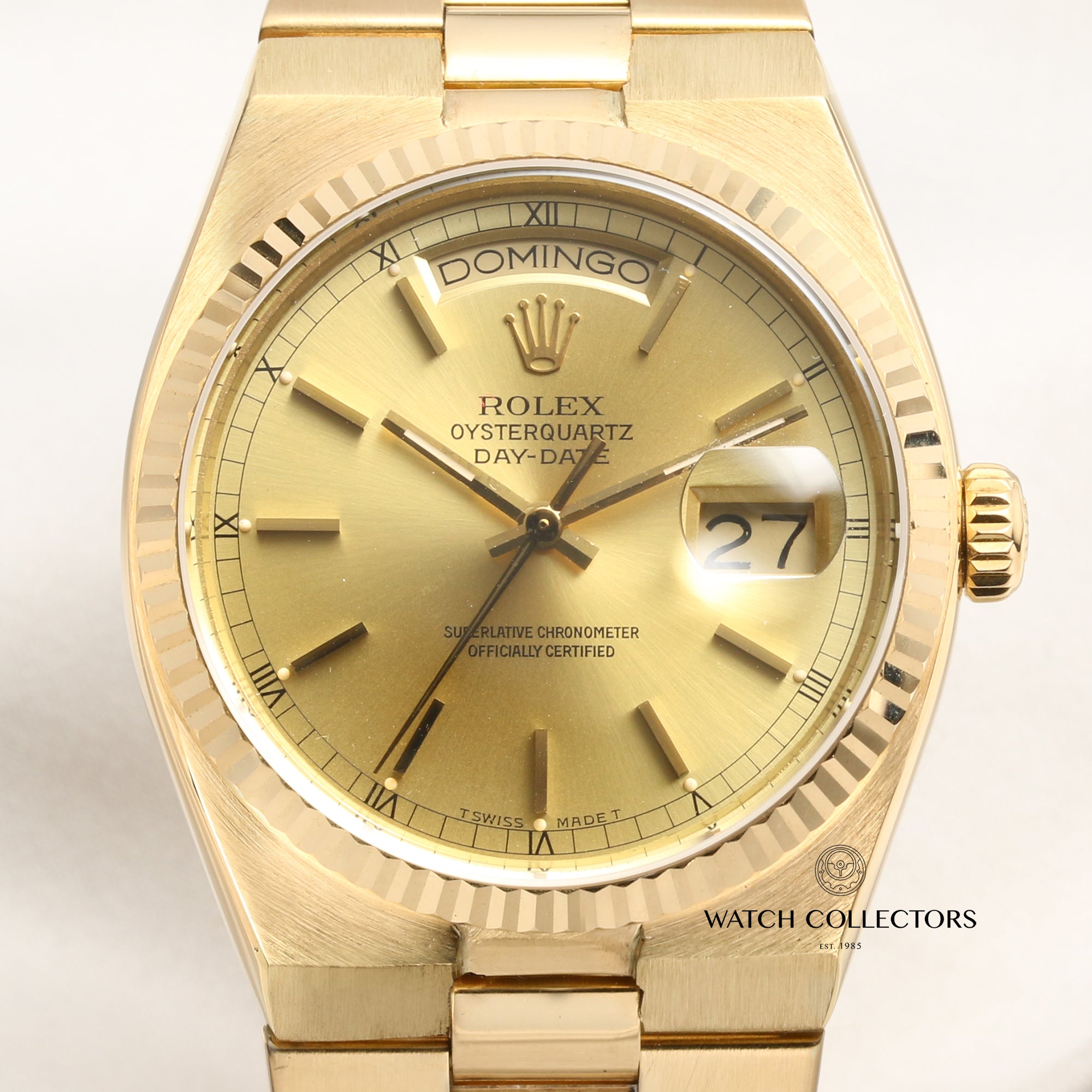 Rolex Oysterquartz Day-Date 19018 18K Yellow Gold Second Hand Watch Collectors 2