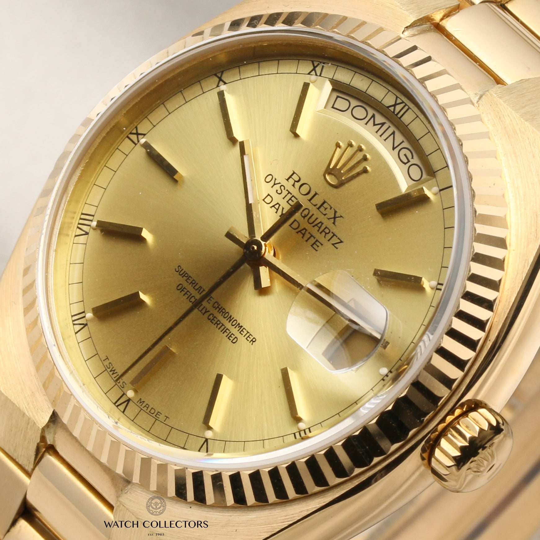 Rolex Oysterquartz Day-Date 19018 18K Yellow Gold Second Hand Watch Collectors 4