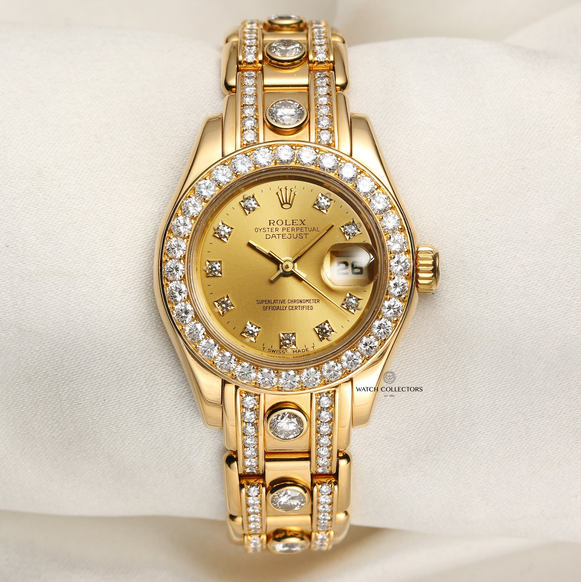 Rolex Pearlmaster 18K Yellow Gold Diamond Bracelet Second Hand Watch Collectors 1