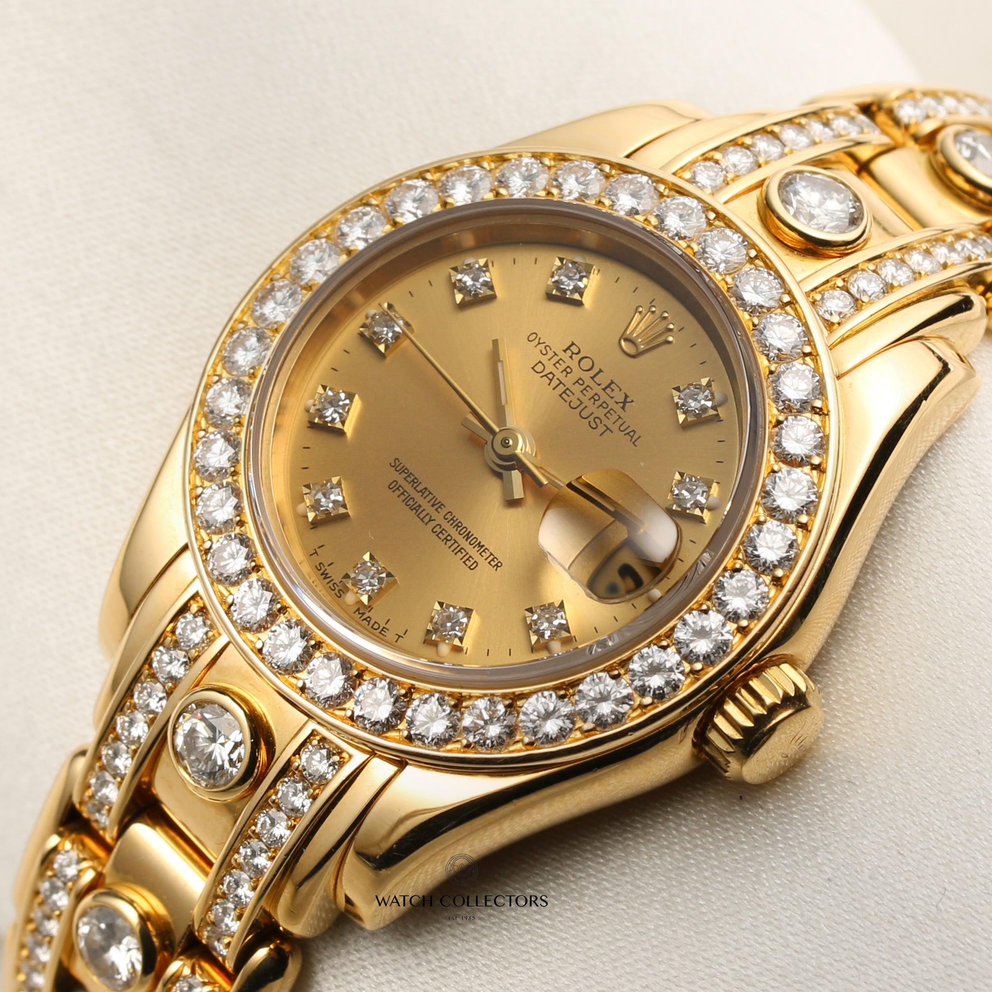 Rolex Pearlmaster 18K Yellow Gold Diamond Bracelet Second Hand Watch Collectors 4