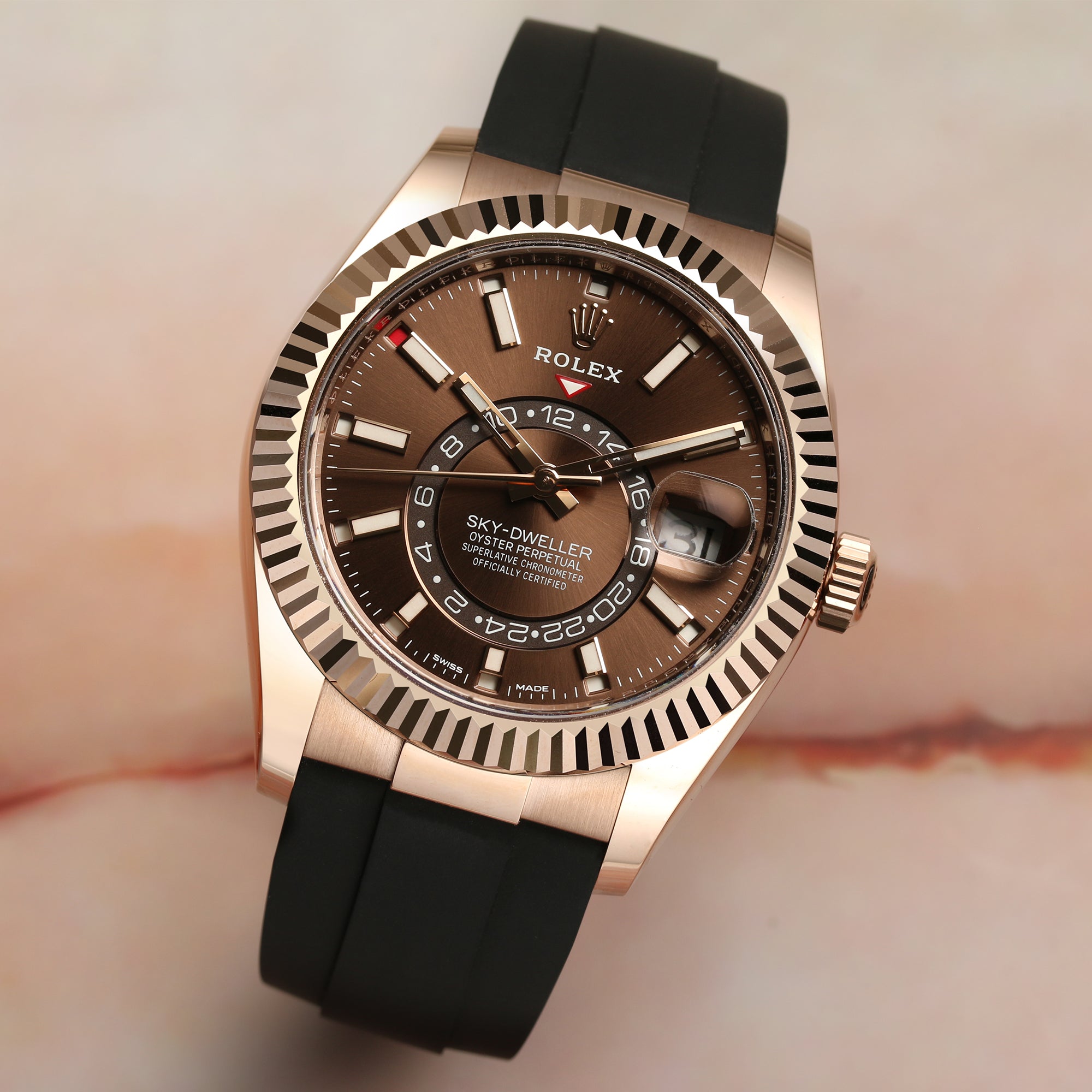 Rolex Sky-Dweller 18K Rose Gold Chocolate Dial 326235 Second Hand watch Collectors 3