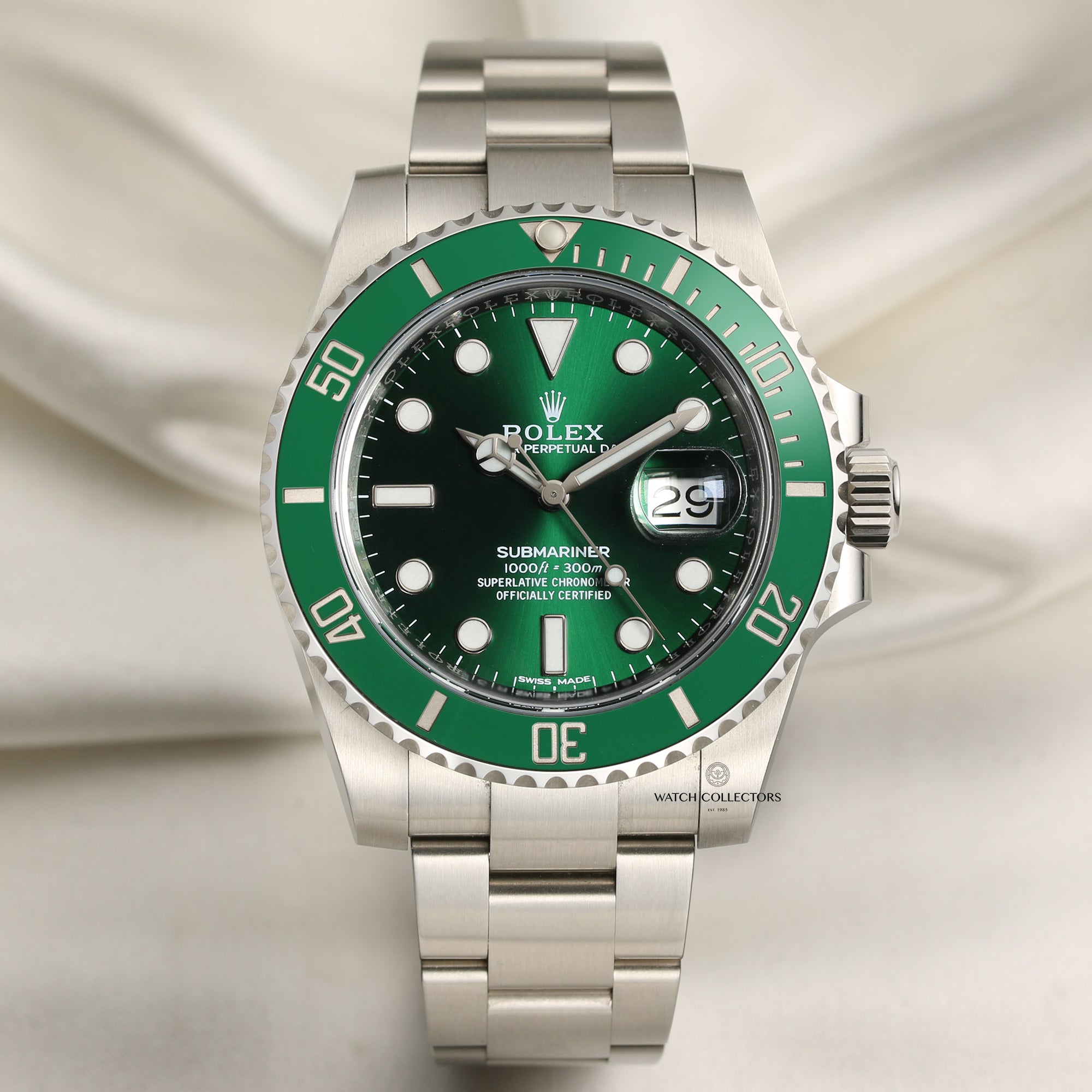Rolex Submariner 116610LV Hulk 2019 Stainless Steel Second Hand Watch Collectors 1