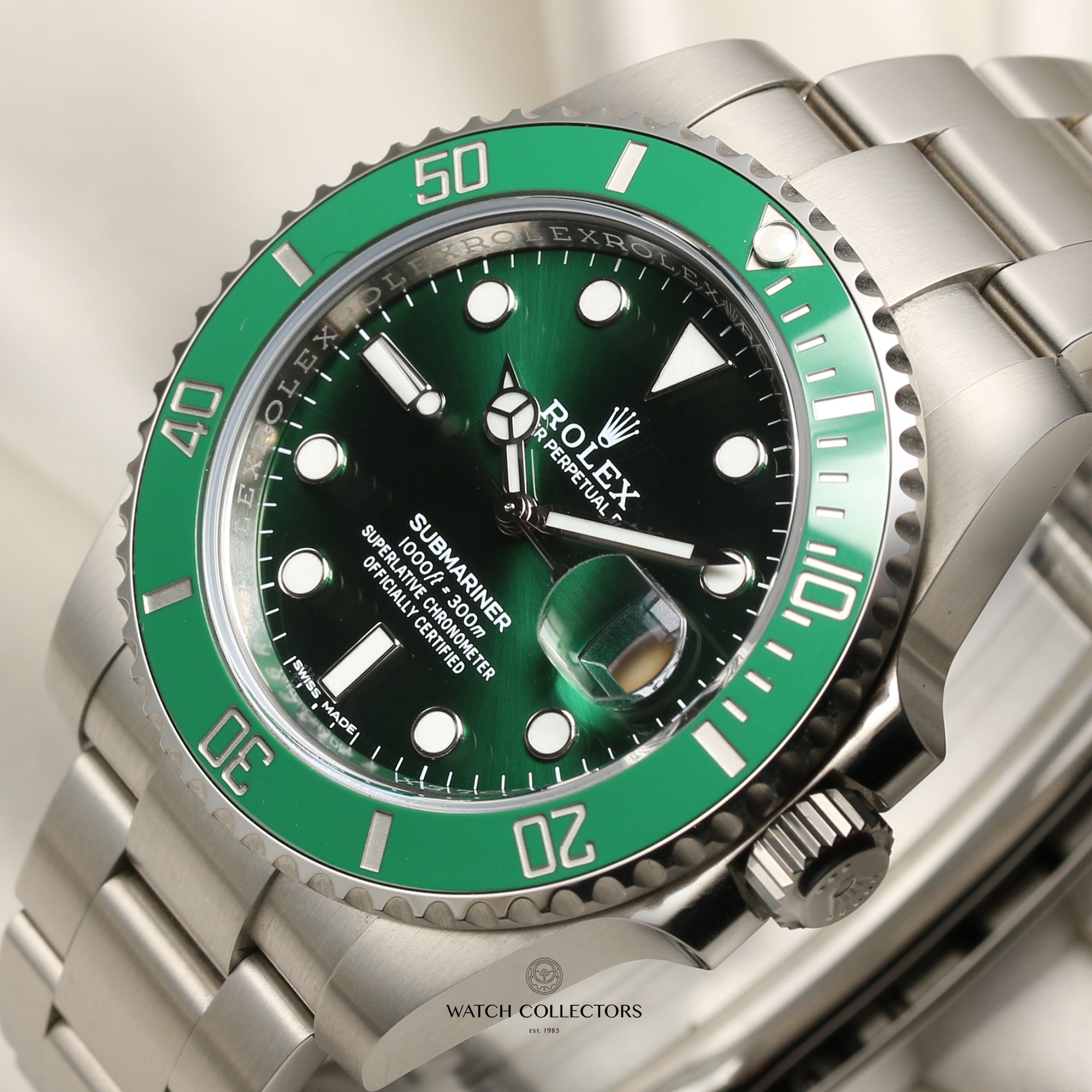 Rolex Submariner 116610LV Hulk 2019 Stainless Steel Second Hand Watch Collectors 4