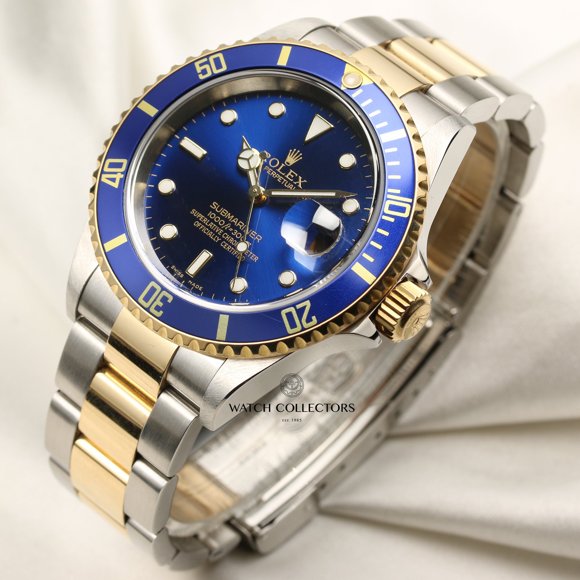 Rolex Submariner 16613 Blue Steel & Gold Second Hand Watch Collectors 3