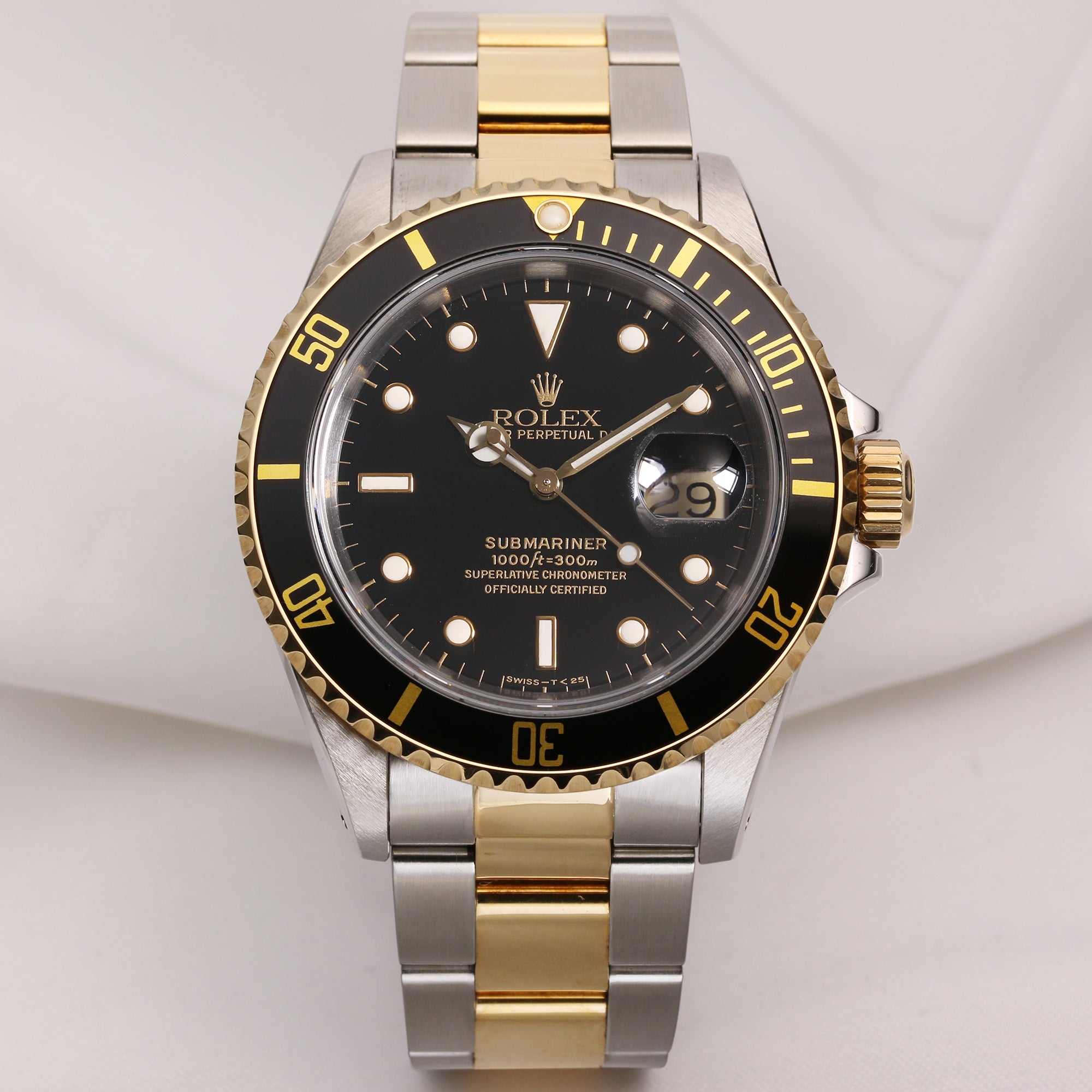 Rolex Submariner 16613 Steel & Gold Black Dial & Bezel Second Hand Watch Collectors 1