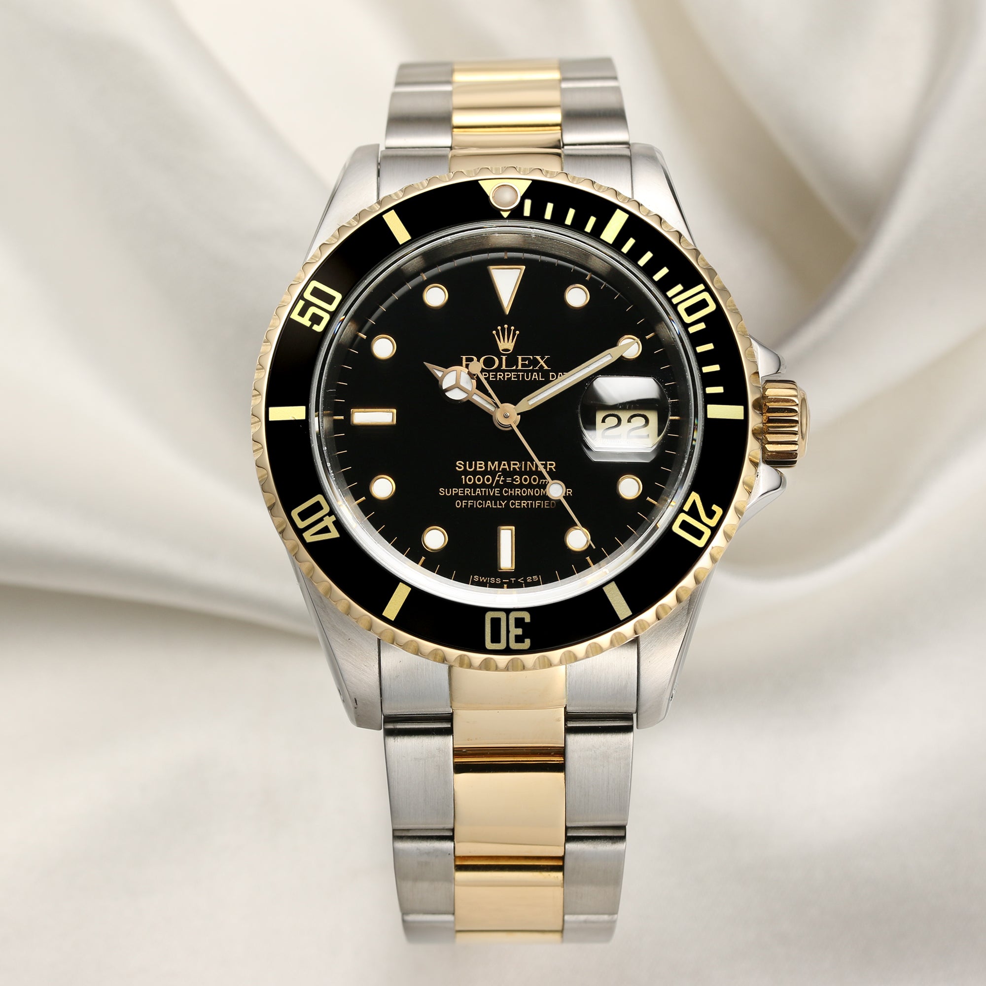 Rolex Submariner 16613 Steel & Gold Black Second Hand Watch Collectors 1