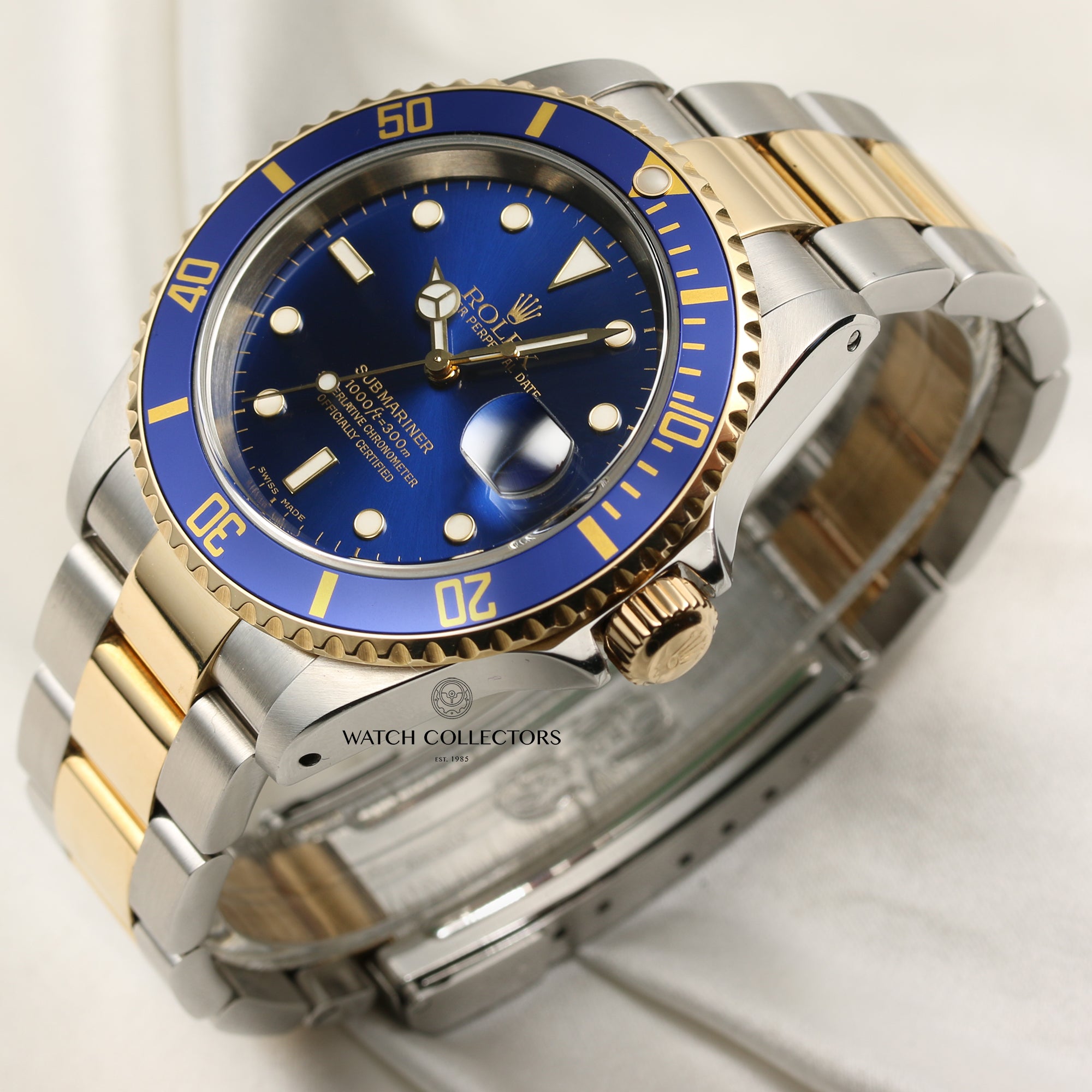 Rolex Submariner 16613 Steel & Gold Blue Insert Second Hand Watch Collectors 3