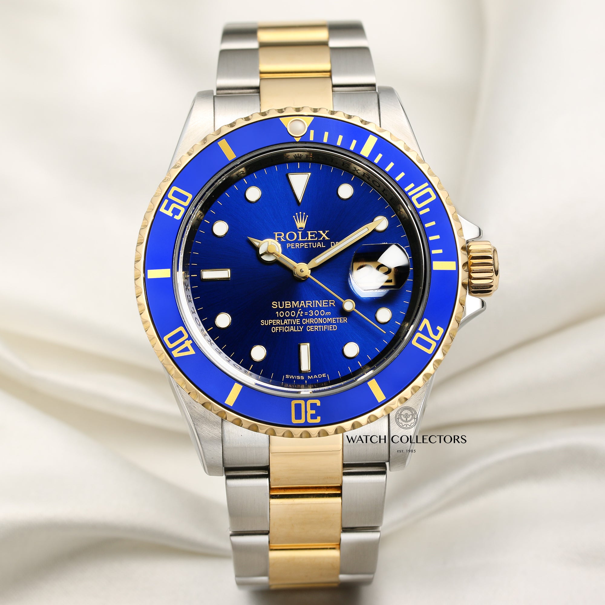 Rolex Submariner 16613 Steel & Gold Blue Second Hand Watch Collectors 1