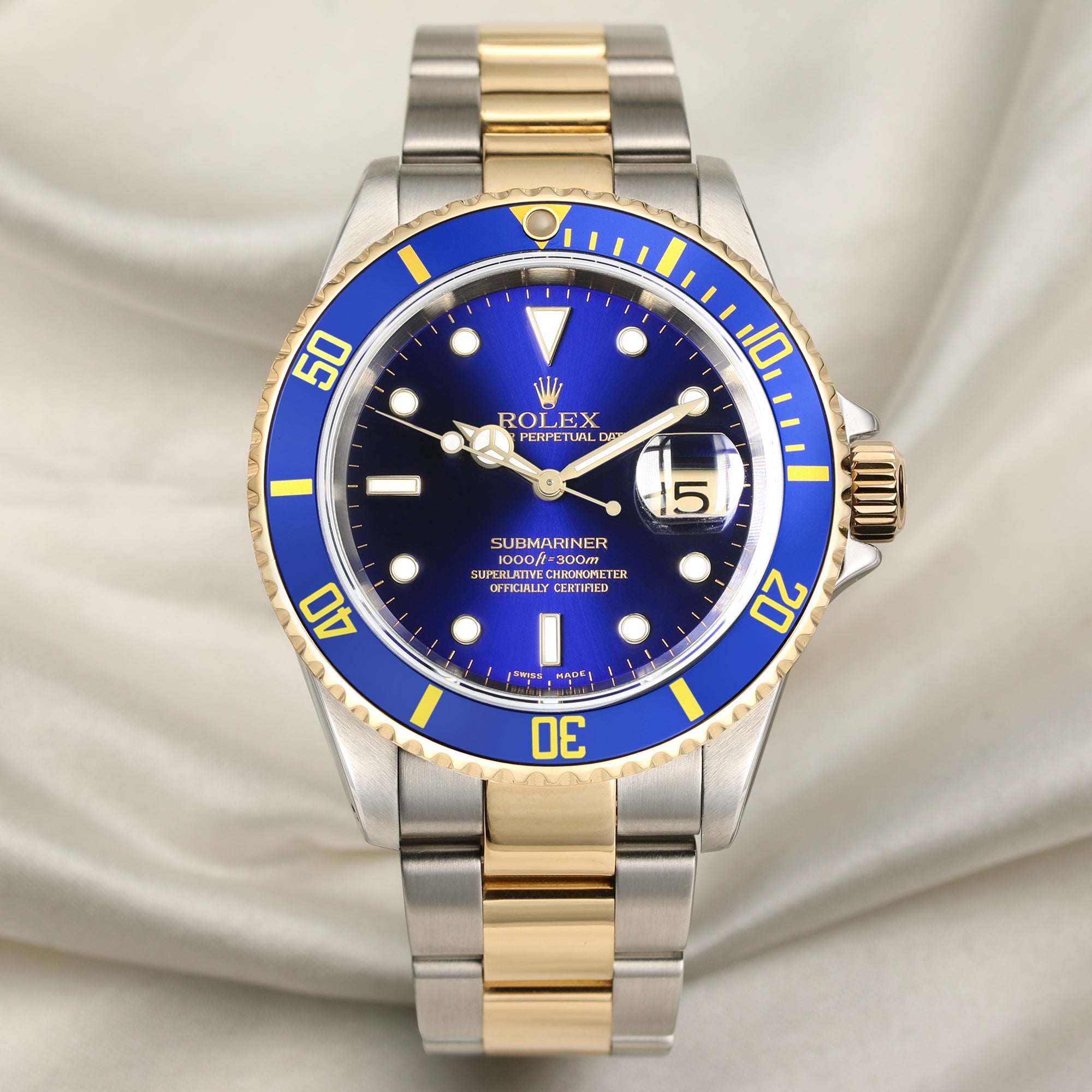Rolex Submariner 16613 Steel & Gold Blue Second Hand Watch Collectors 1