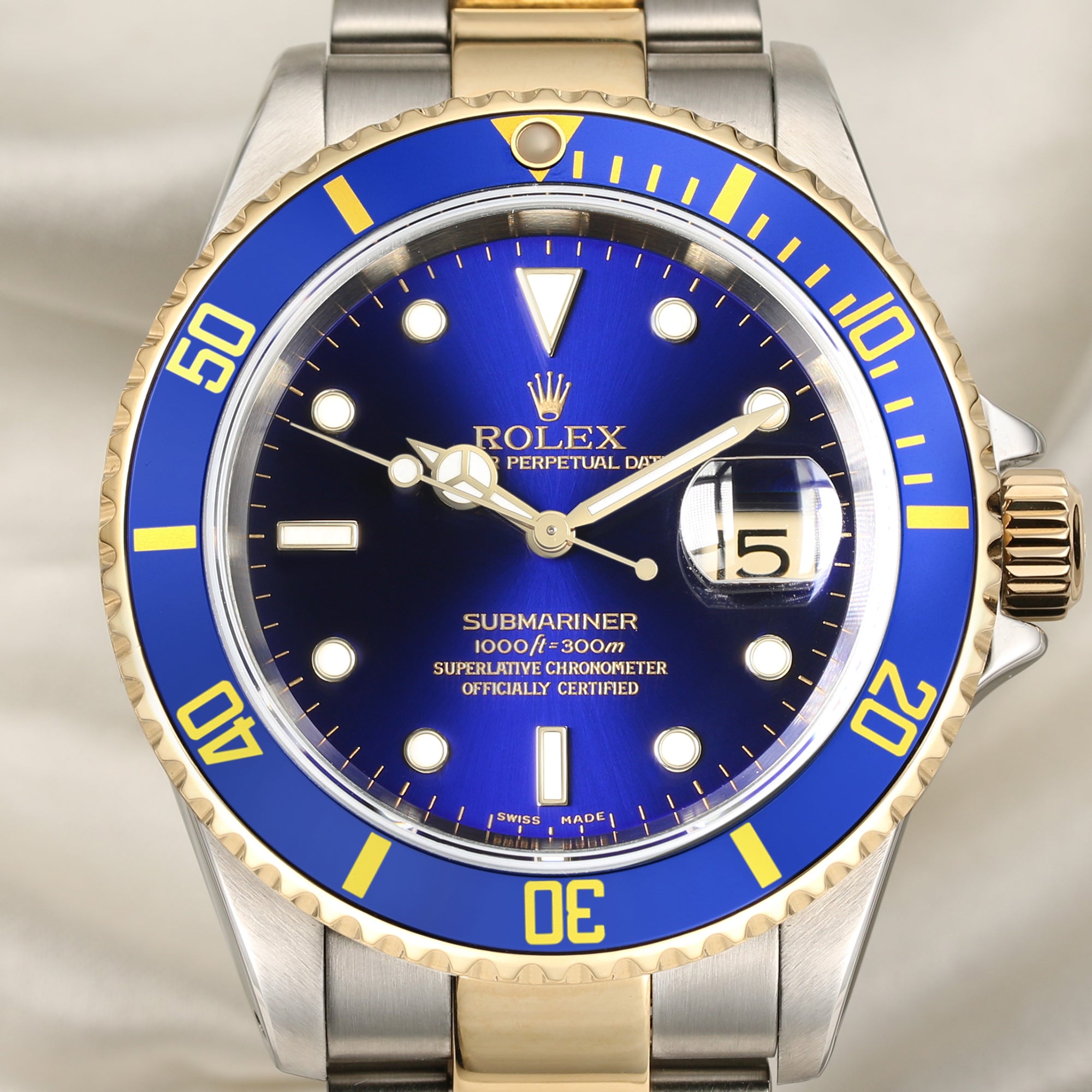 Rolex Submariner 16613 Steel & Gold Blue Second Hand Watch Collectors 2