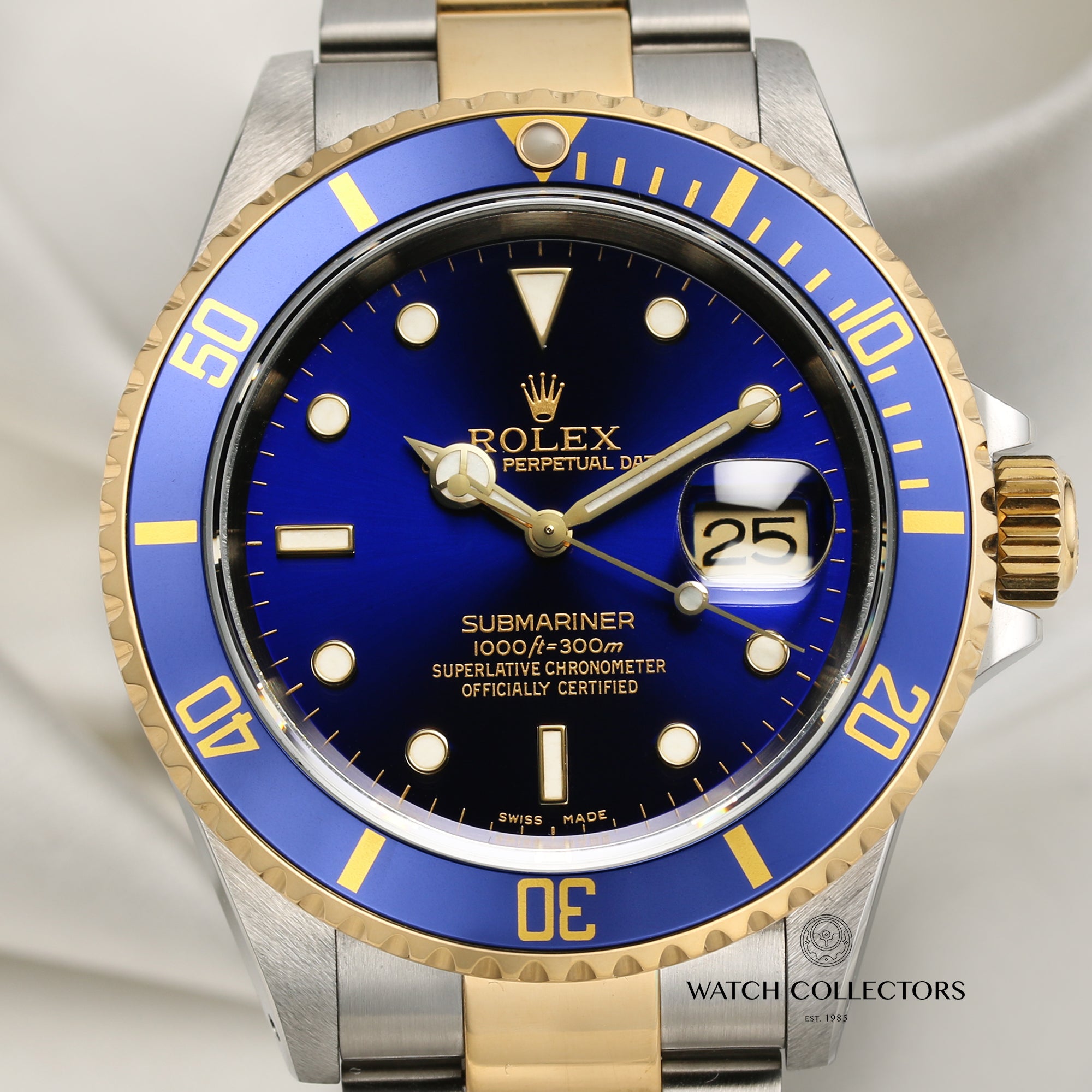 Rolex Submariner 16613 Steel & Gold Blue Second Hand Watch Collectors 2