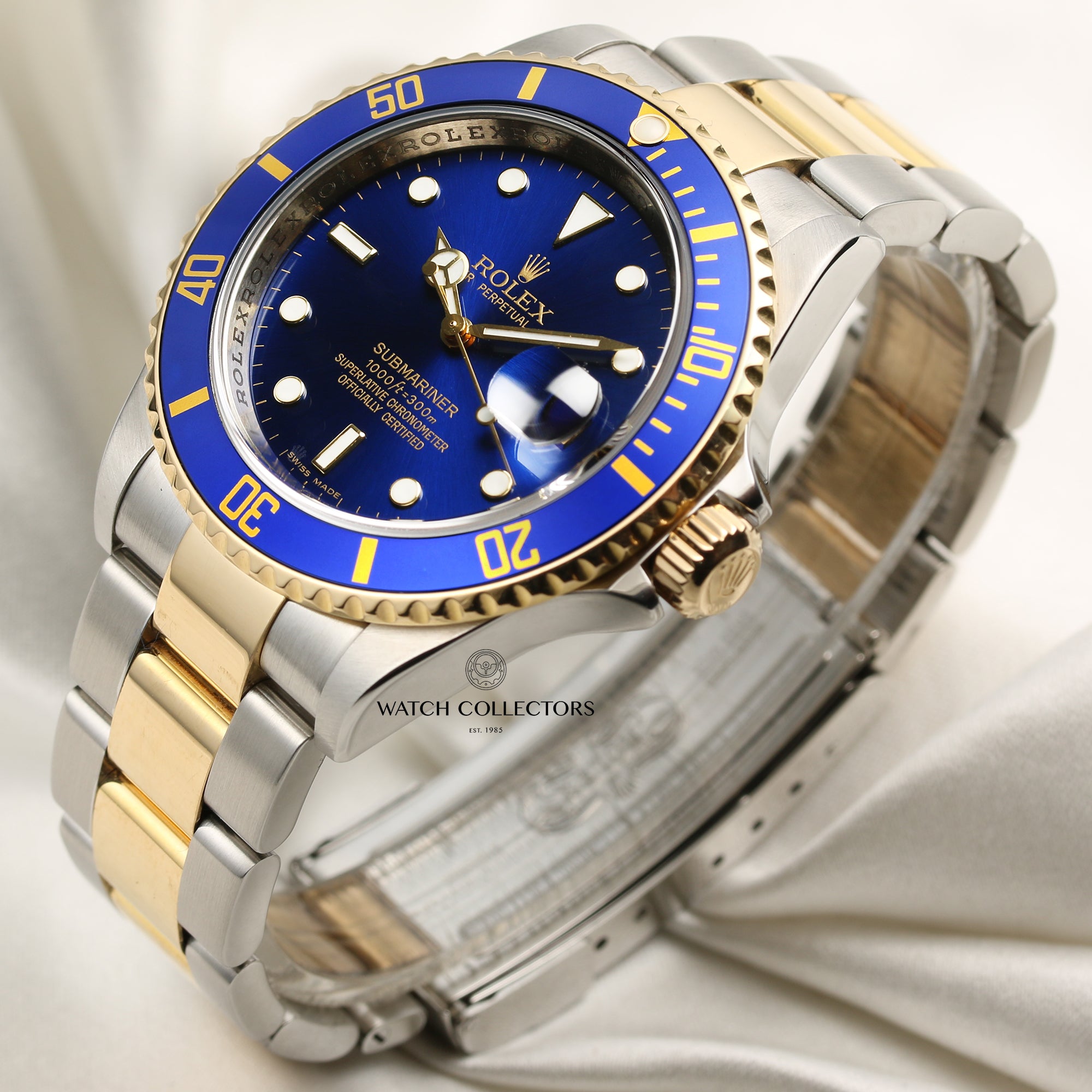 Rolex Submariner 16613 Steel & Gold Blue Second Hand Watch Collectors 3