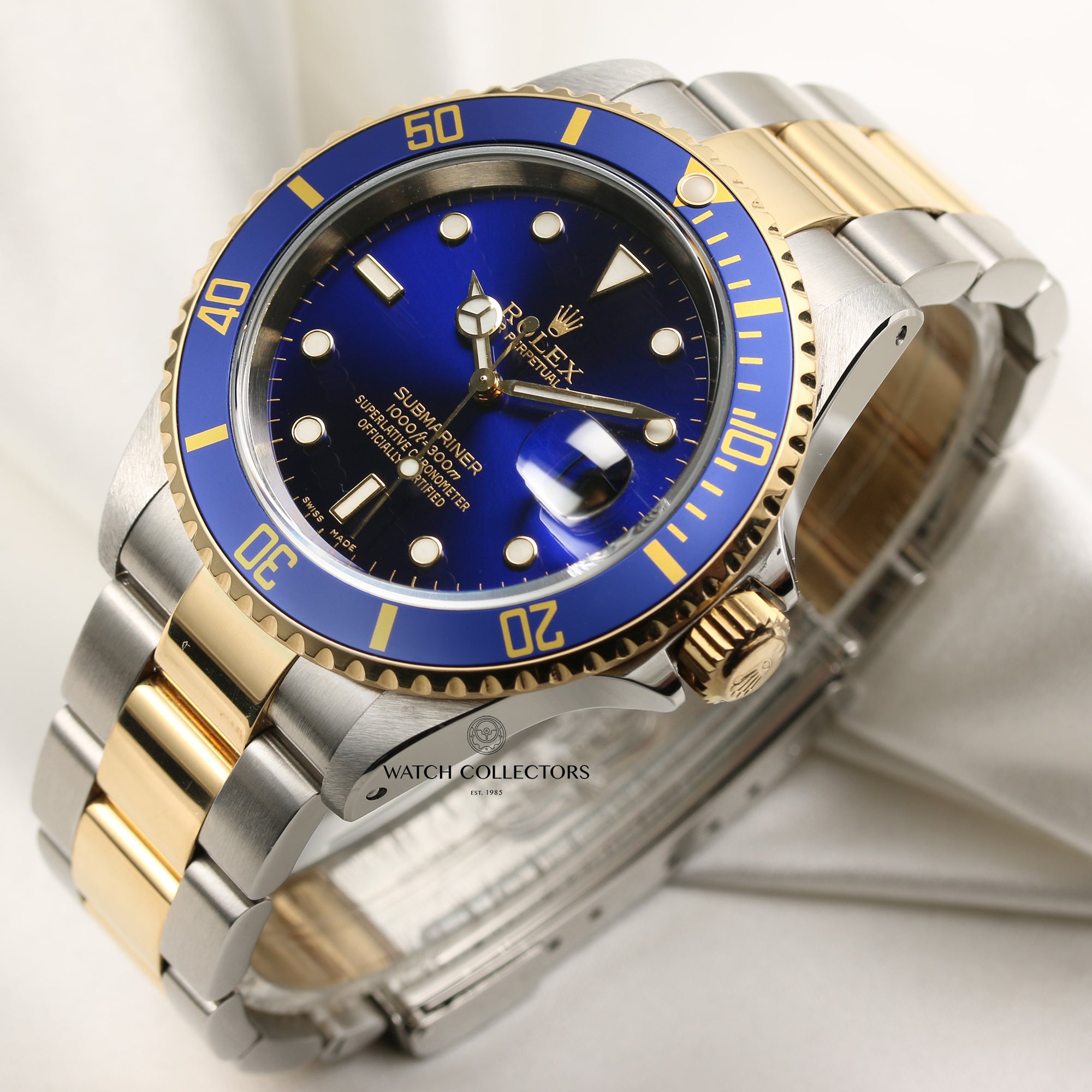 Rolex Submariner 16613 Steel & Gold Blue Second Hand Watch Collectors 3