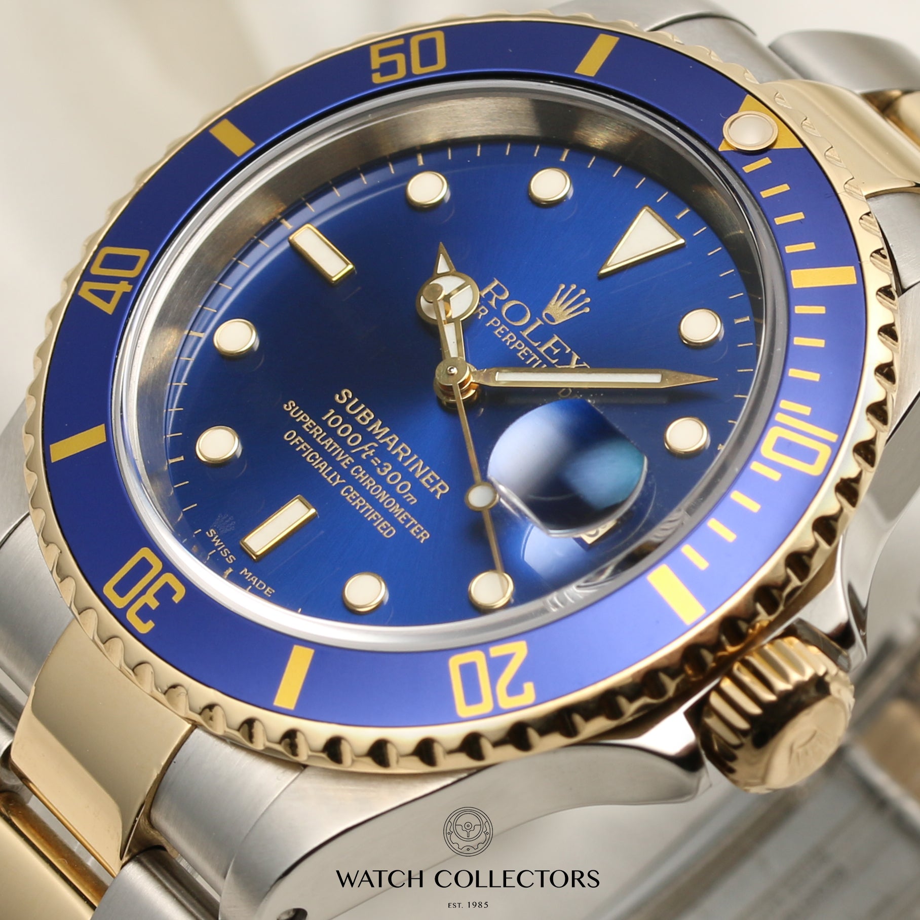 Rolex Submariner 16613 Steel & Gold Blue Second Hand Watch Collectors 4