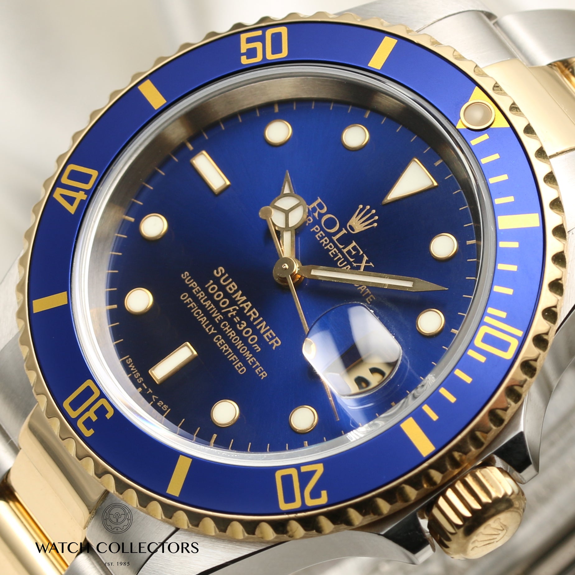 Rolex Submariner 16613 Steel & Gold Blue Second Hand Watch Collectors 4