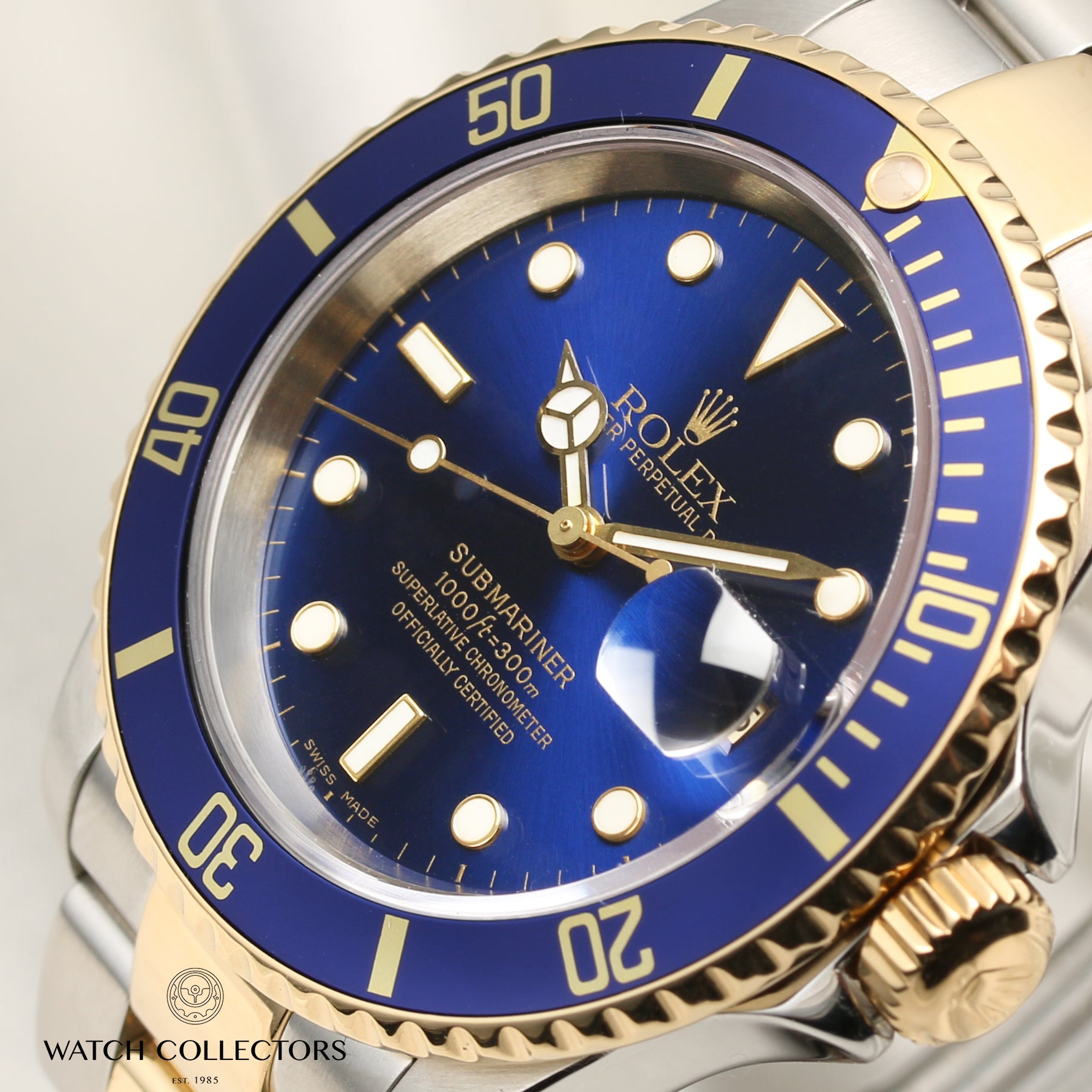Rolex Submariner 16613 Steel & Gold Blue Second Hand Watch Collectors 4