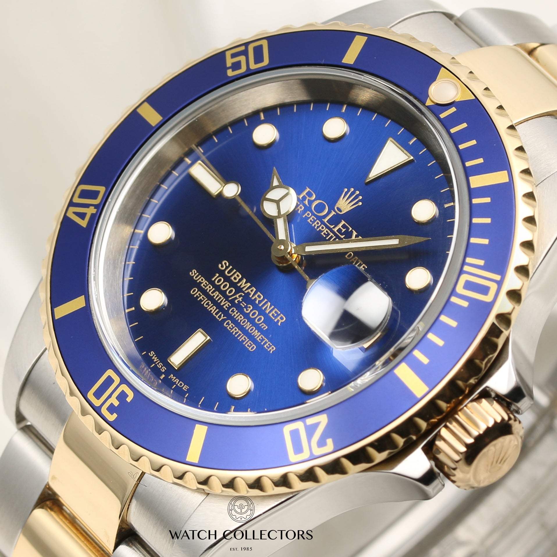 Rolex Submariner 16613 Steel & Gold Blue Second Hand Watch Collectors 4