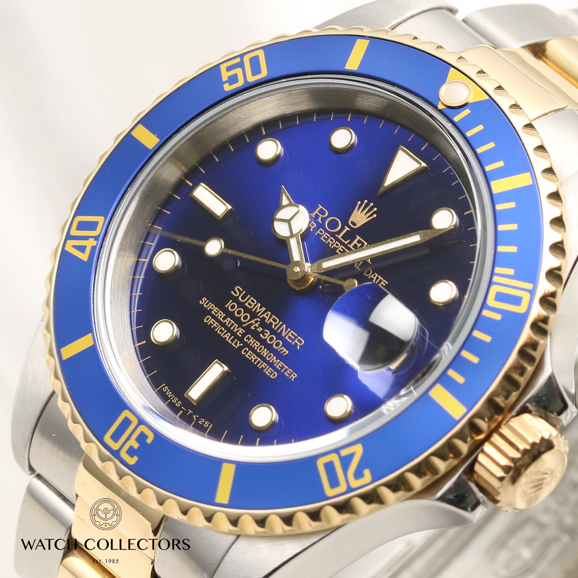 Rolex Submariner 16613 Steel & Gold Blue Second Hand Watch Collectors 4