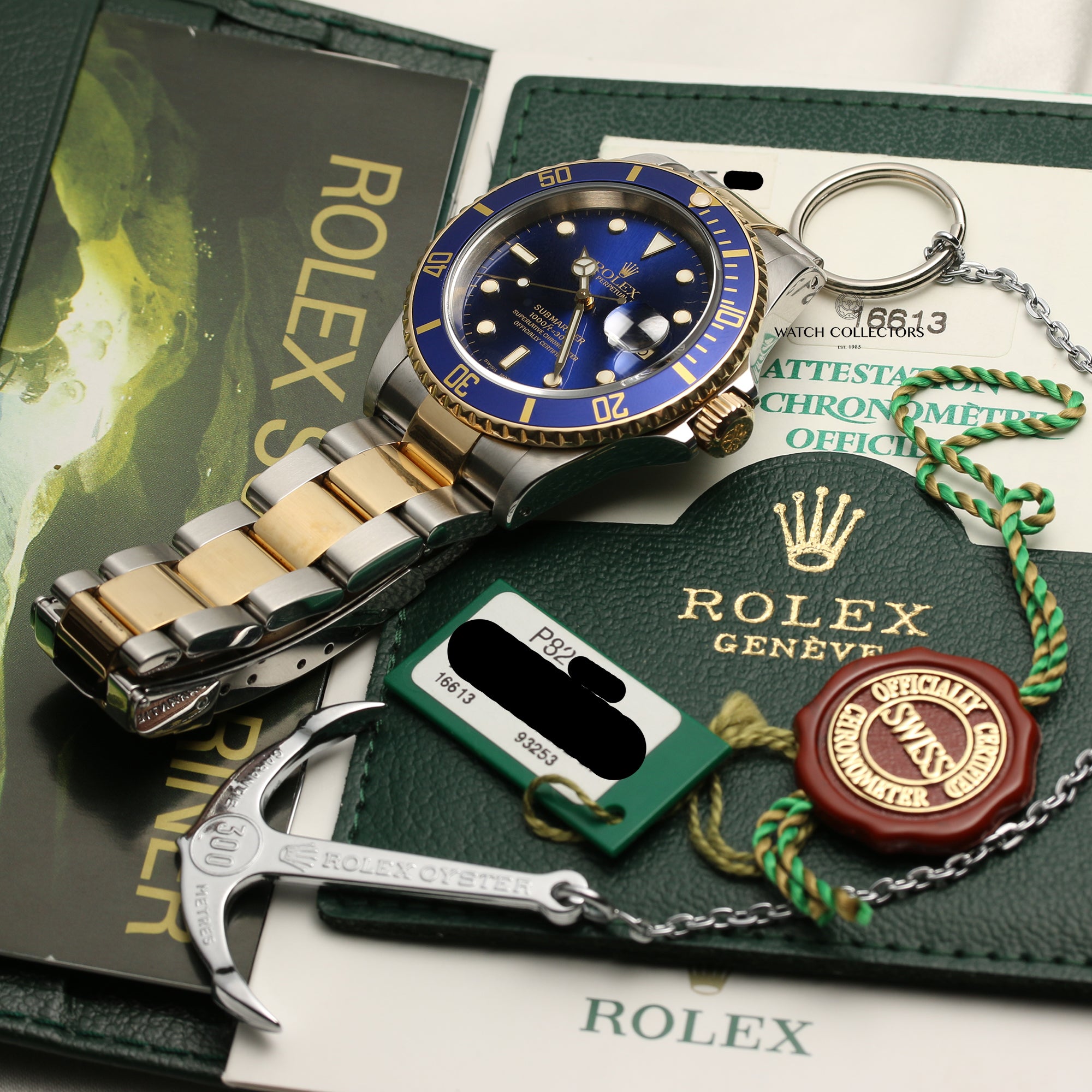 Rolex Submariner 16613 Steel & Gold Blue Second Hand Watch Collectors 9