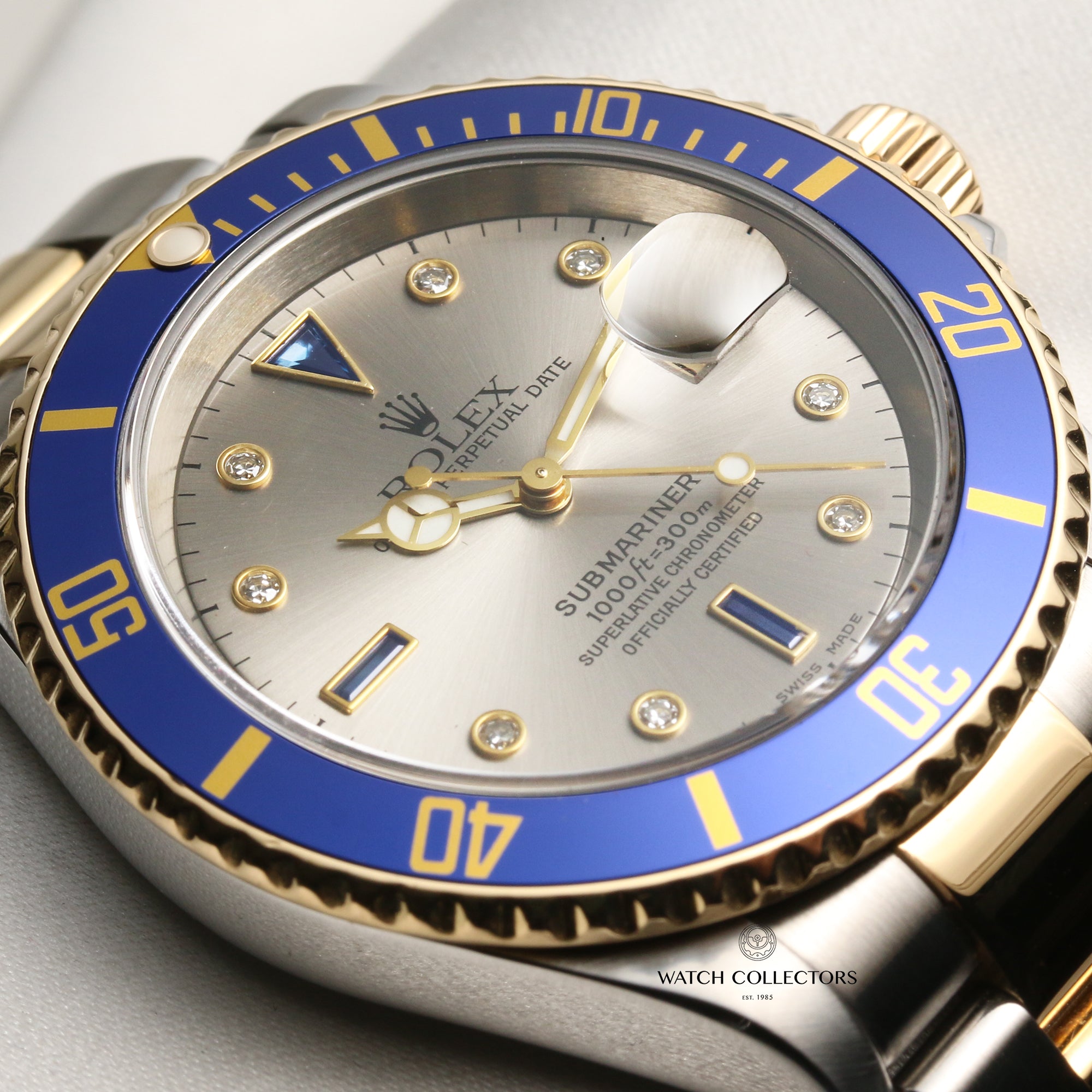 Rolex Submariner 16613 Steel & Gold Serti Dial Second Hand Watch Collectors 9