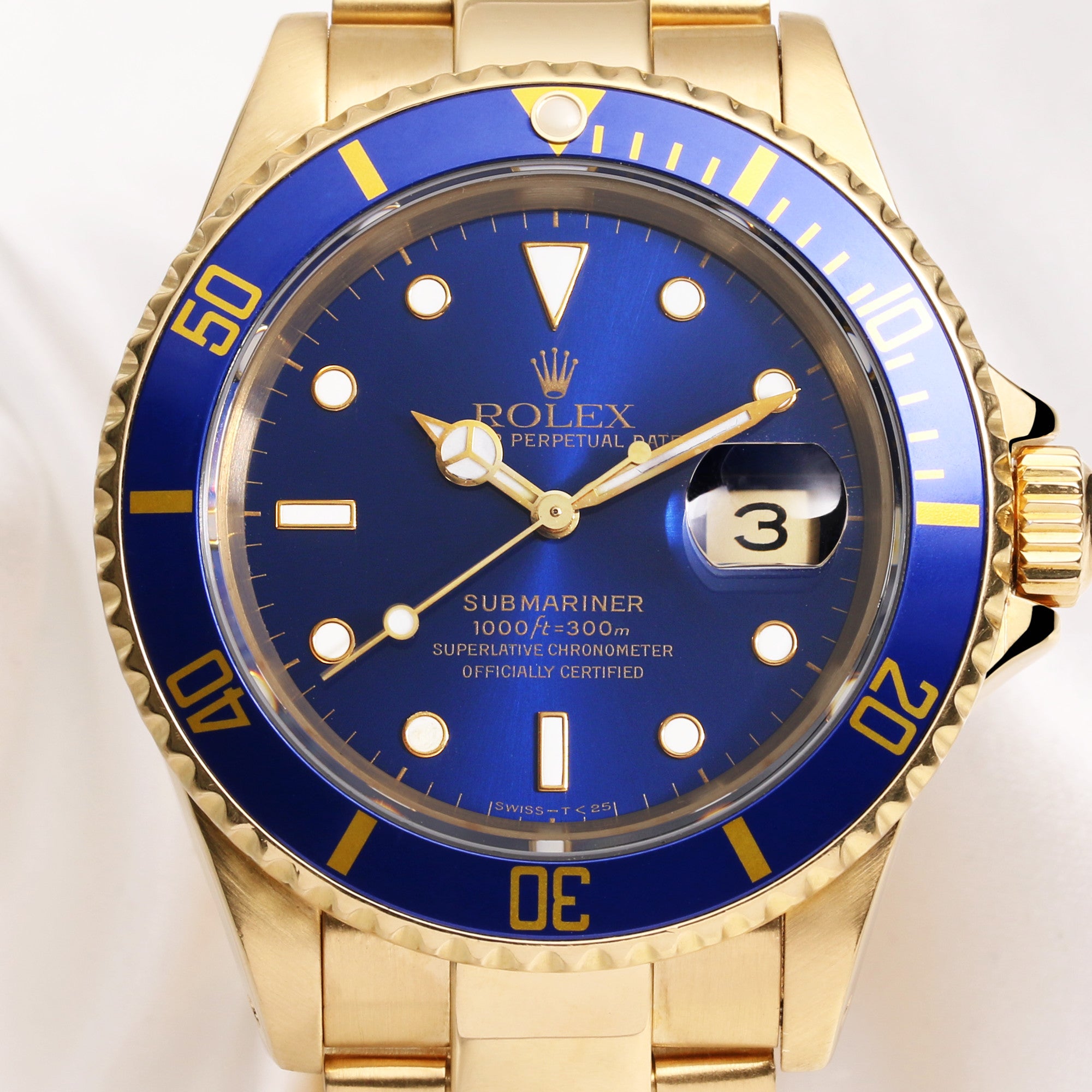 Rolex Submariner 16618 18K Yellow Gold Blue Pre-Ceramic Second Hand Watch Collectors 2