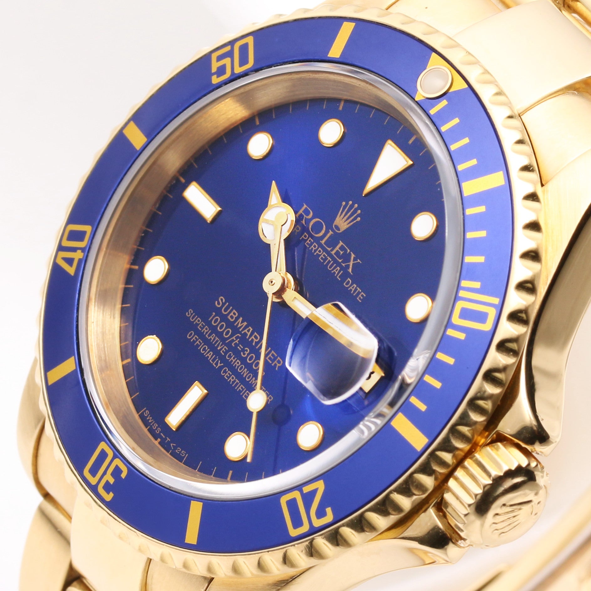 Rolex Submariner 16618 18K Yellow Gold Blue Pre-Ceramic Second Hand Watch Collectors 4