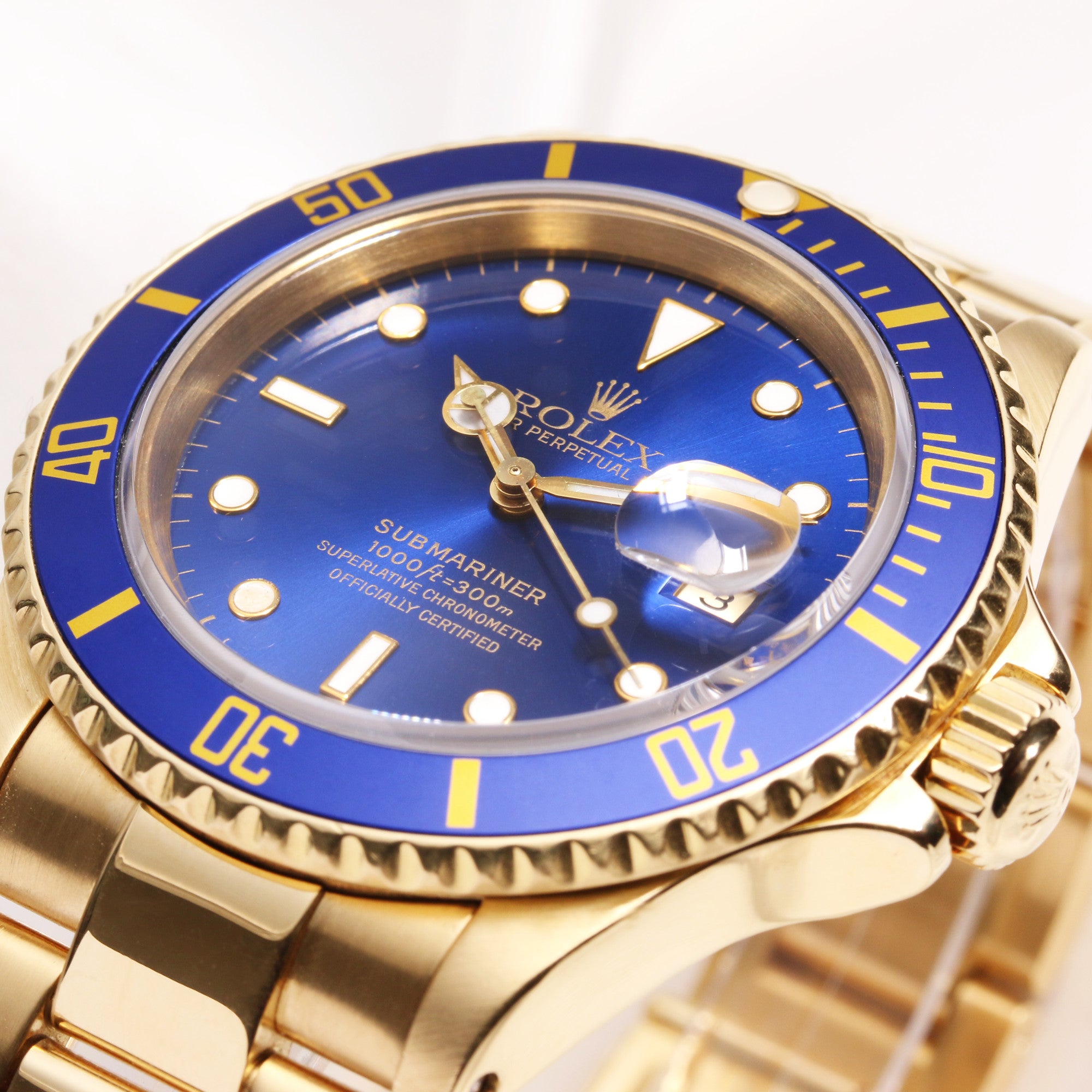 Rolex Submariner 16618 18K Yellow Gold Blue Pre-Ceramic Second Hand Watch Collectors 5