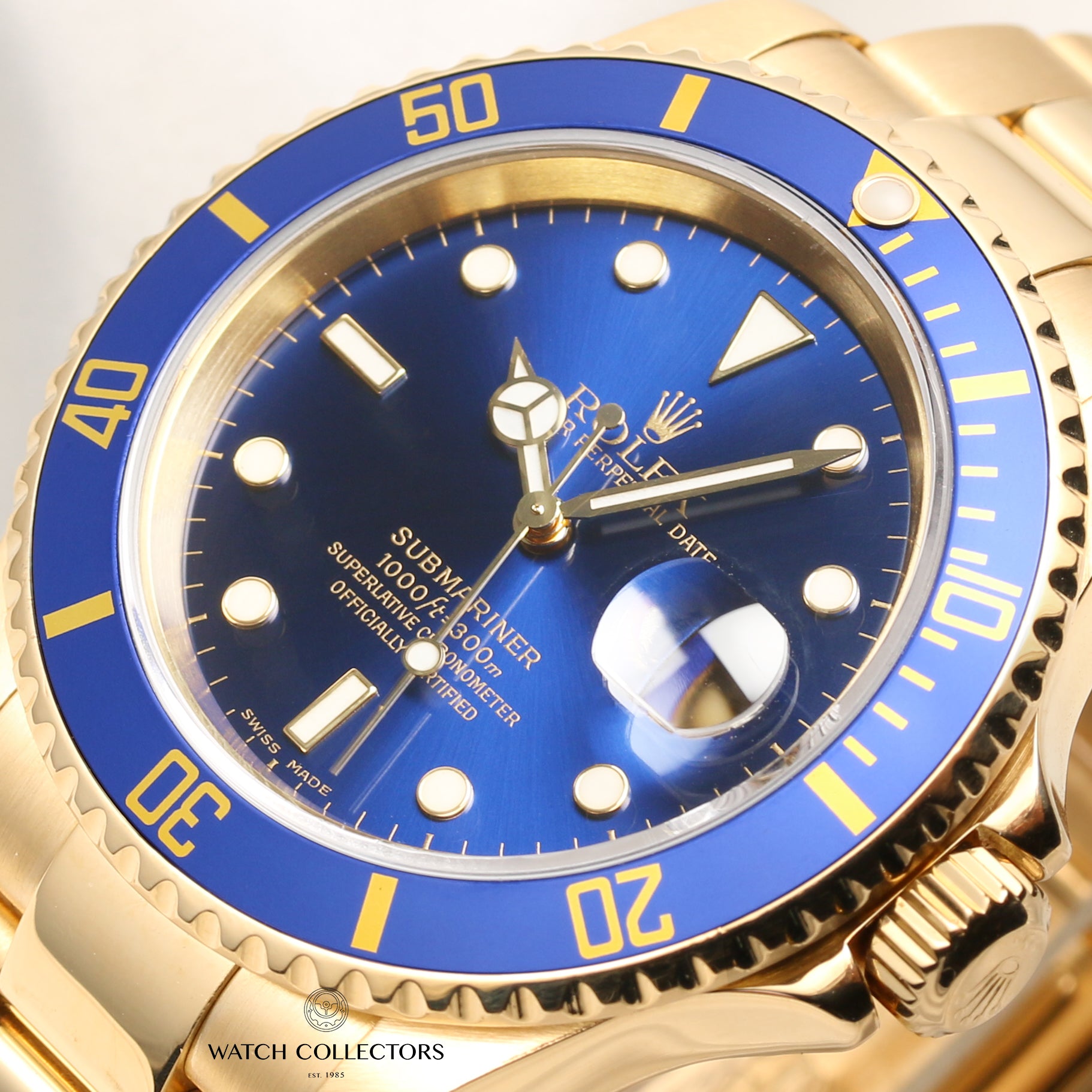 Rolex Submariner 16618 18K Yellow Gold Blue Second Hand Watch Collectors 4