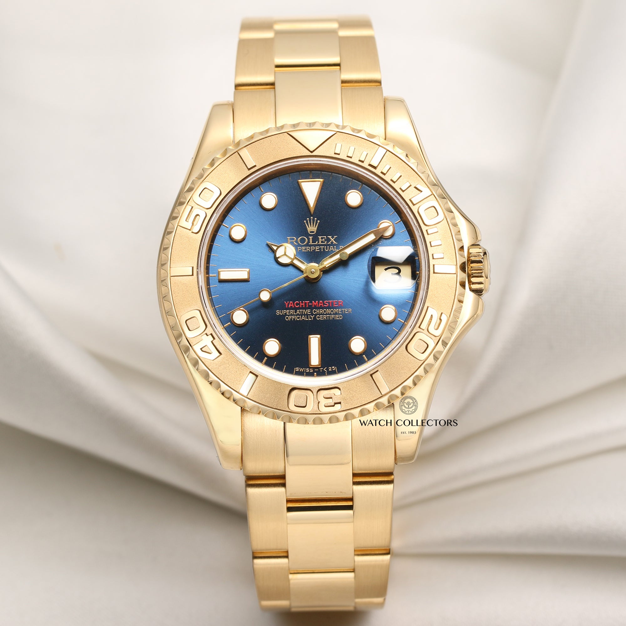 Rolex Yacht-Master Mid Size 68628 18K Yellow Gold Second Hand Watch Collectors 1