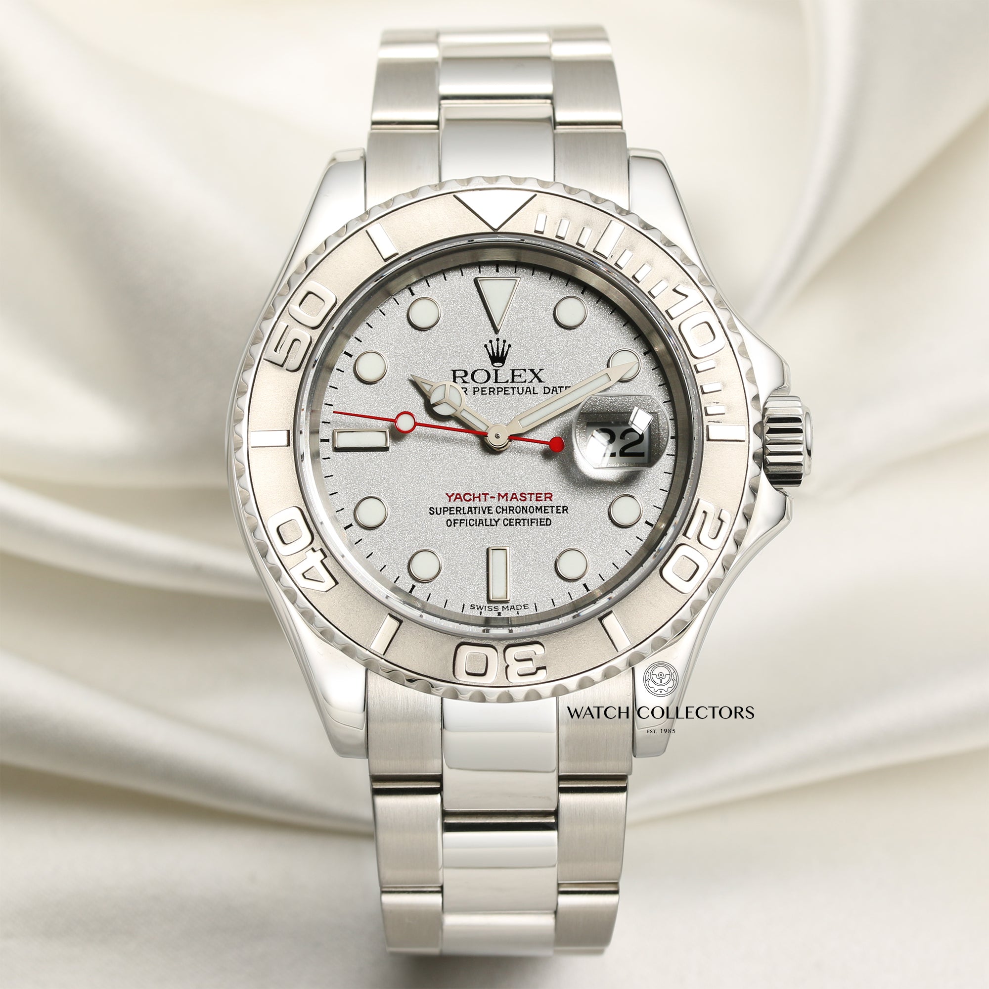 Rolex Yacht-Master 40mm 16622 Stainless Steel Watch Platinum Dial