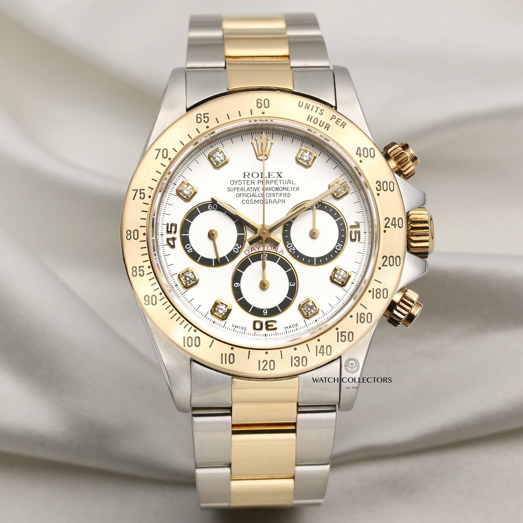 Rolex Daytona Zenith Inverted Stainless Steel 18k Yellow Gold Diamond Dial