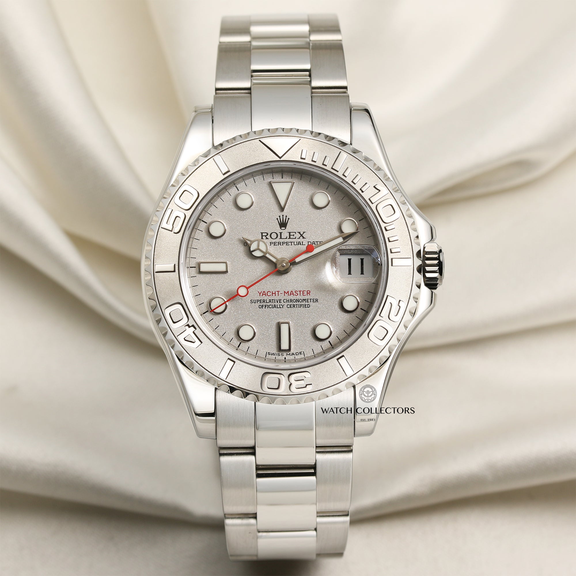 Rolex mid-size Yacht-Master 35mm Stainless Steel Second Hand Watch Collectors 1