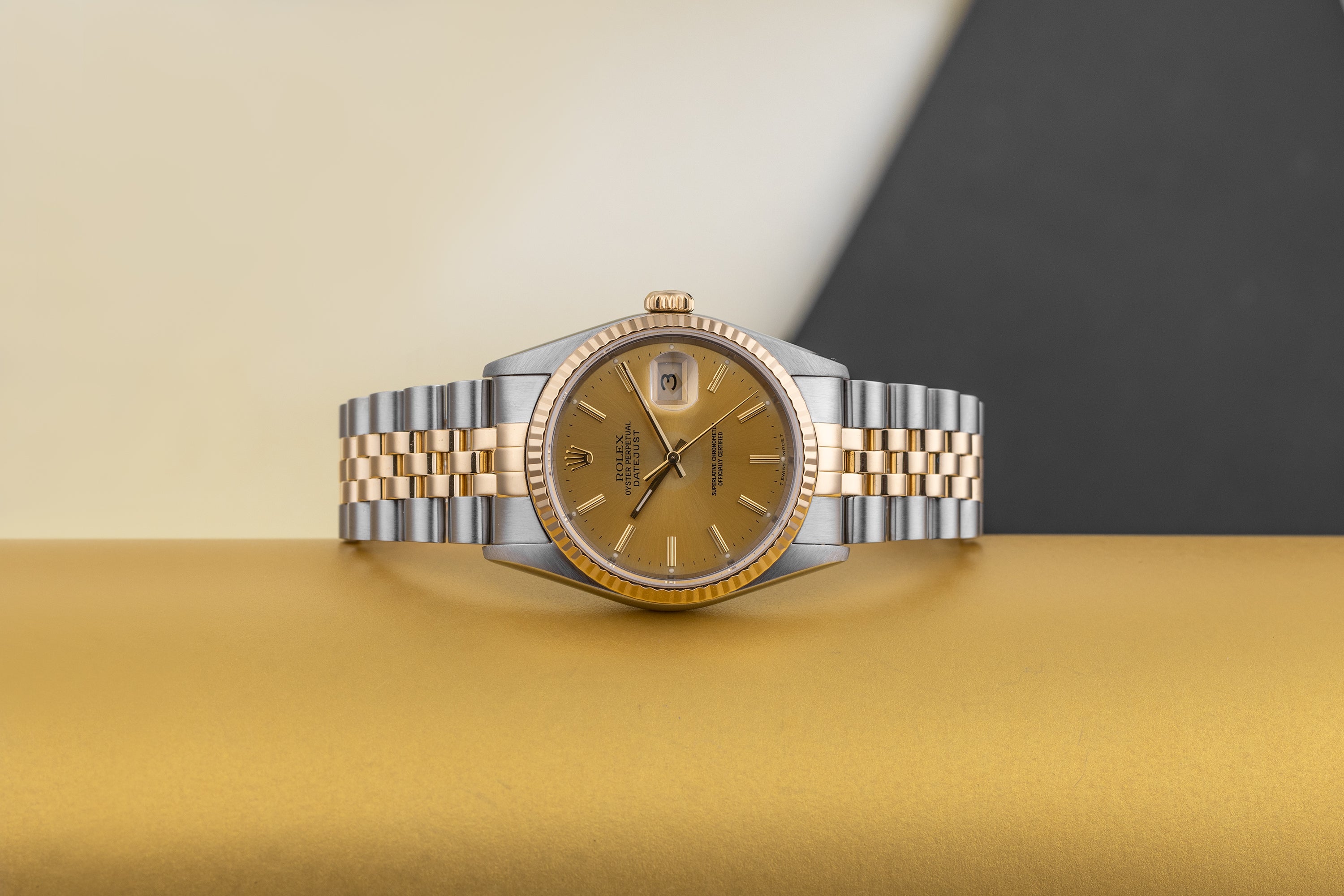 Rolex DateJust 36mm | REF. 16233 | Gold Dial | Papers | Stainless Steel & 18k Yellow Gold