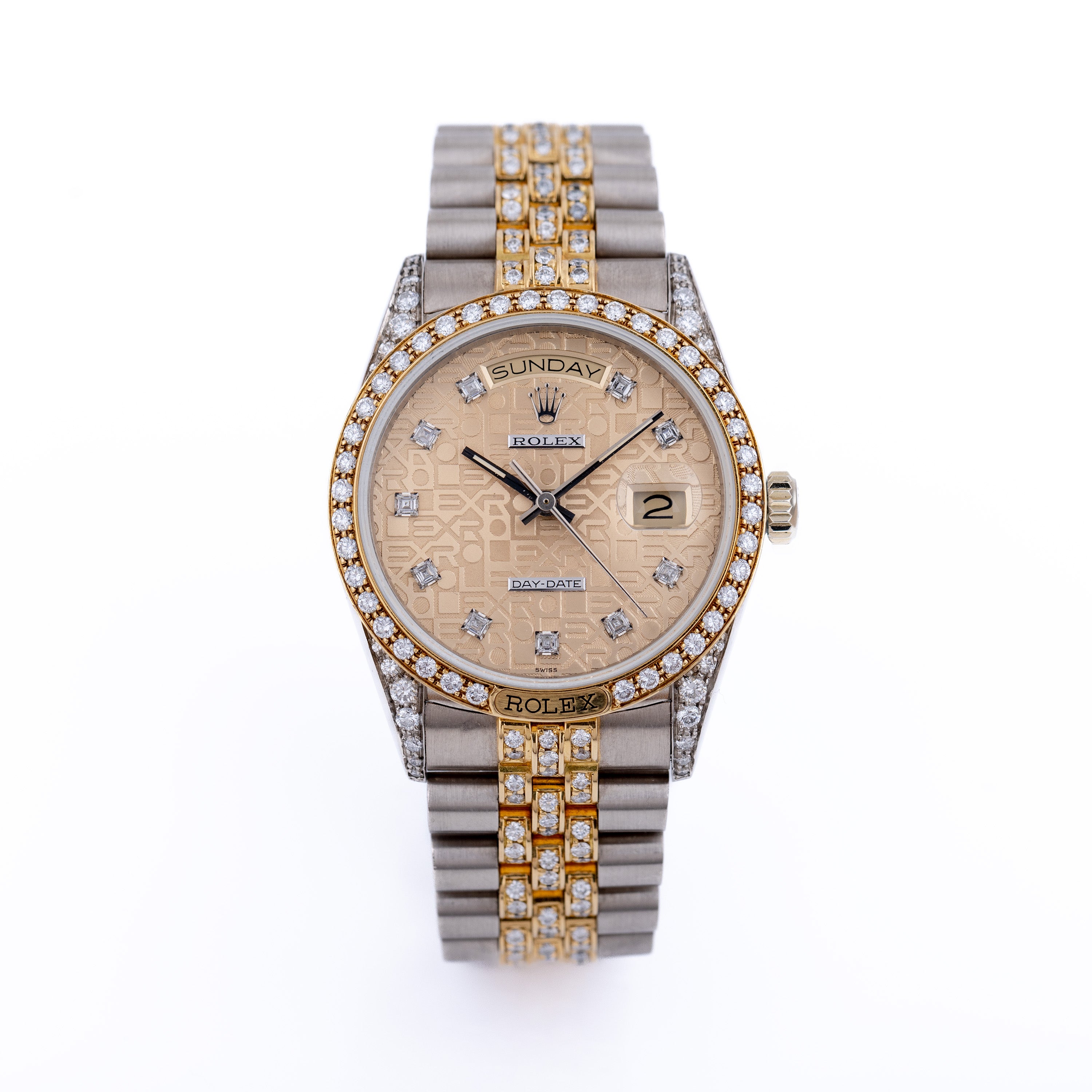 Rolex Day-Date | REF. 18139 | Gold Jubilee Diamond Dial | Diamond Bezel, Shoulders & Bracelet | 1980s | 18k White & Yellow Gold