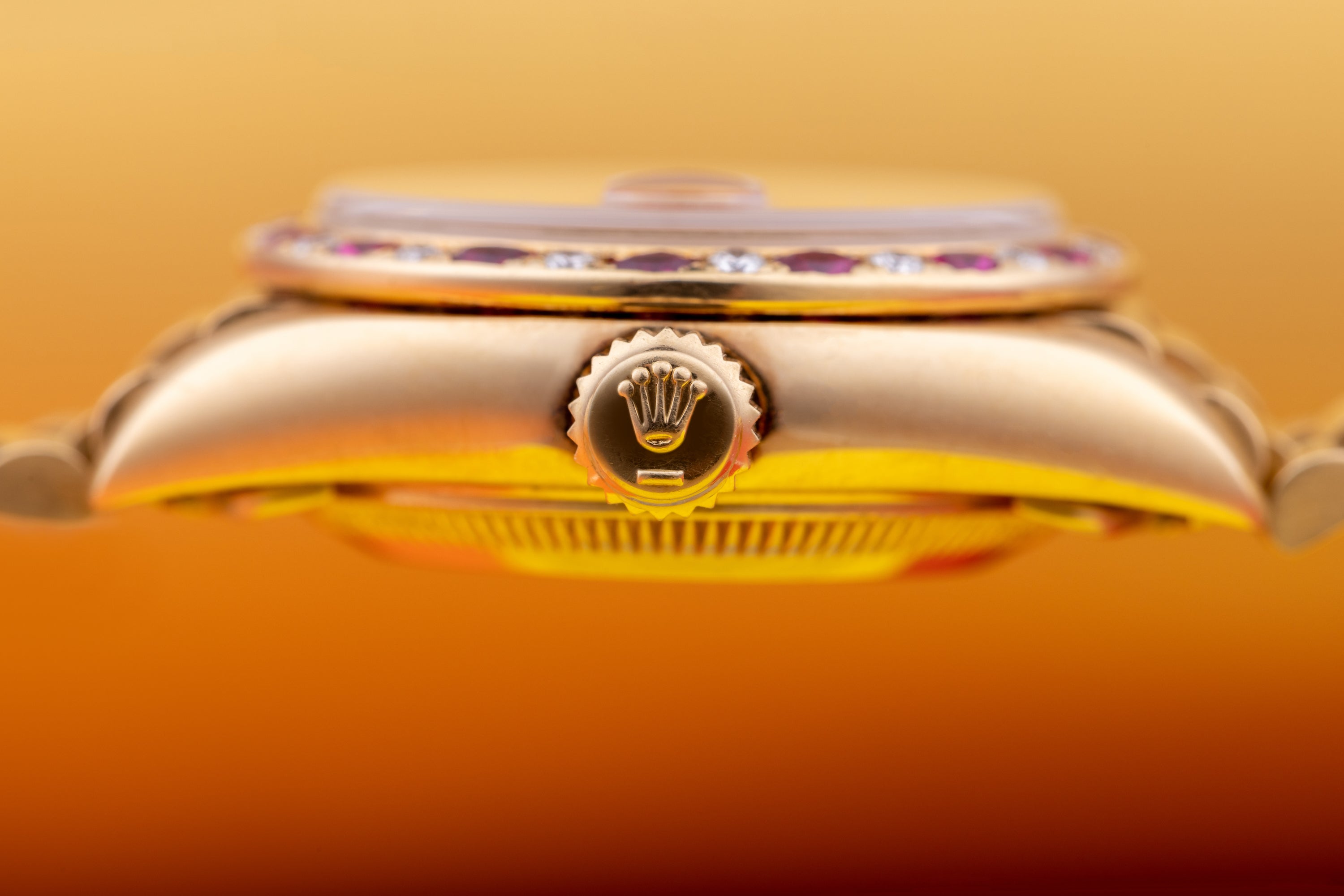 Rare Rolex Lady DateJust | REF. 69198 | Stella Red Dial | Diamond & Rubies | 18K Yellow Gold