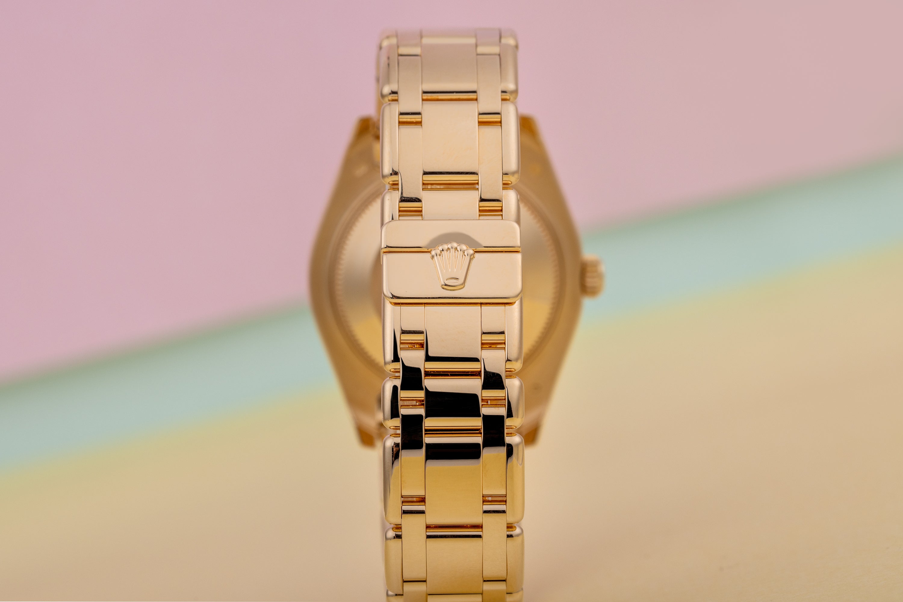 Rolex Pearlmaster DateJust 34 | REF. 81338 | Mother of Pearl Roman Dial | Double Diamond Bezel | Box & Papers | 2012 | 18k Yellow Gold