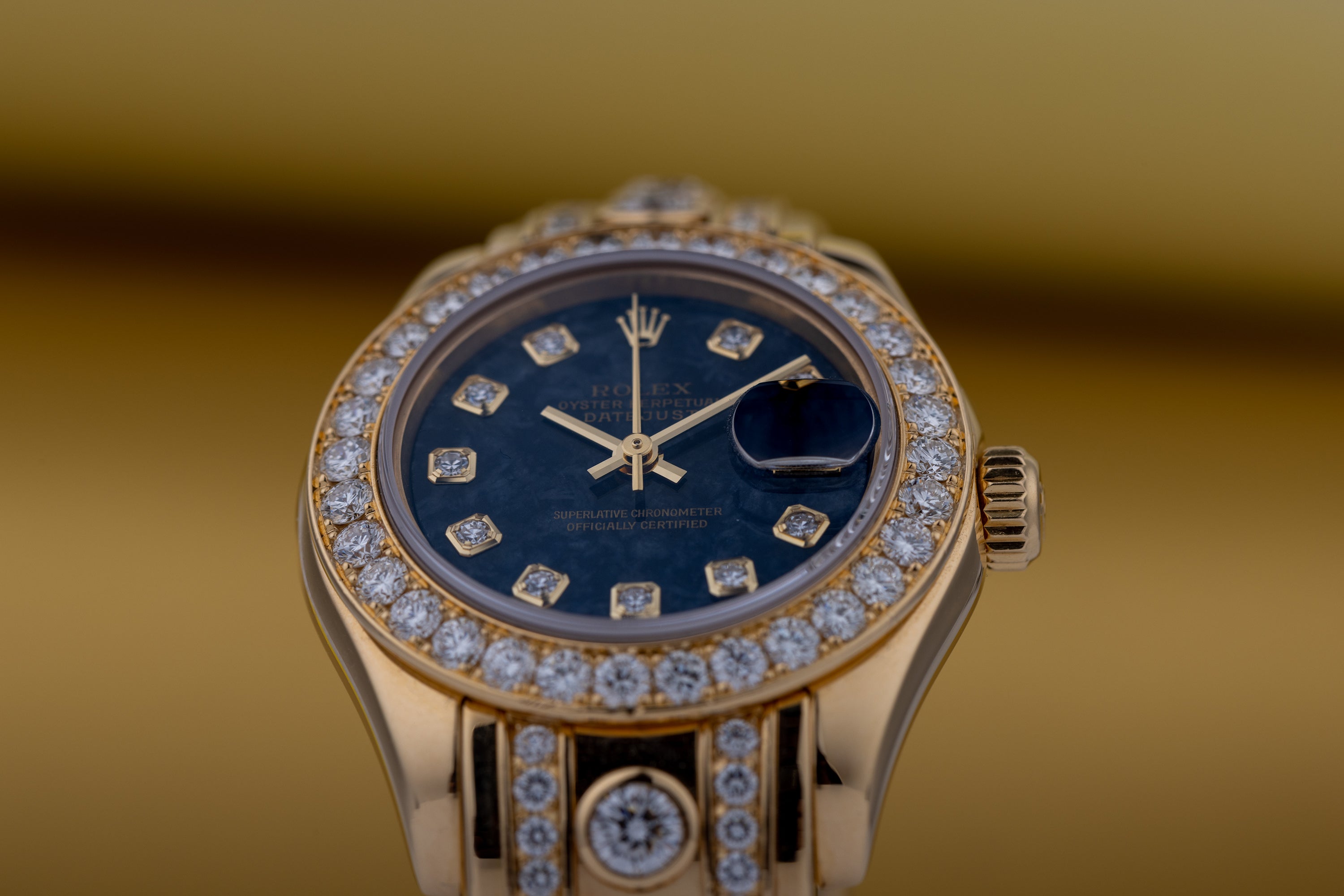 Rolex Lady DateJust Pearlmaster | REF. 80298 | Aventurine Dial | Diamond Hours, Bezel & Bracelet | Box & Papers | 18k Yellow Gold