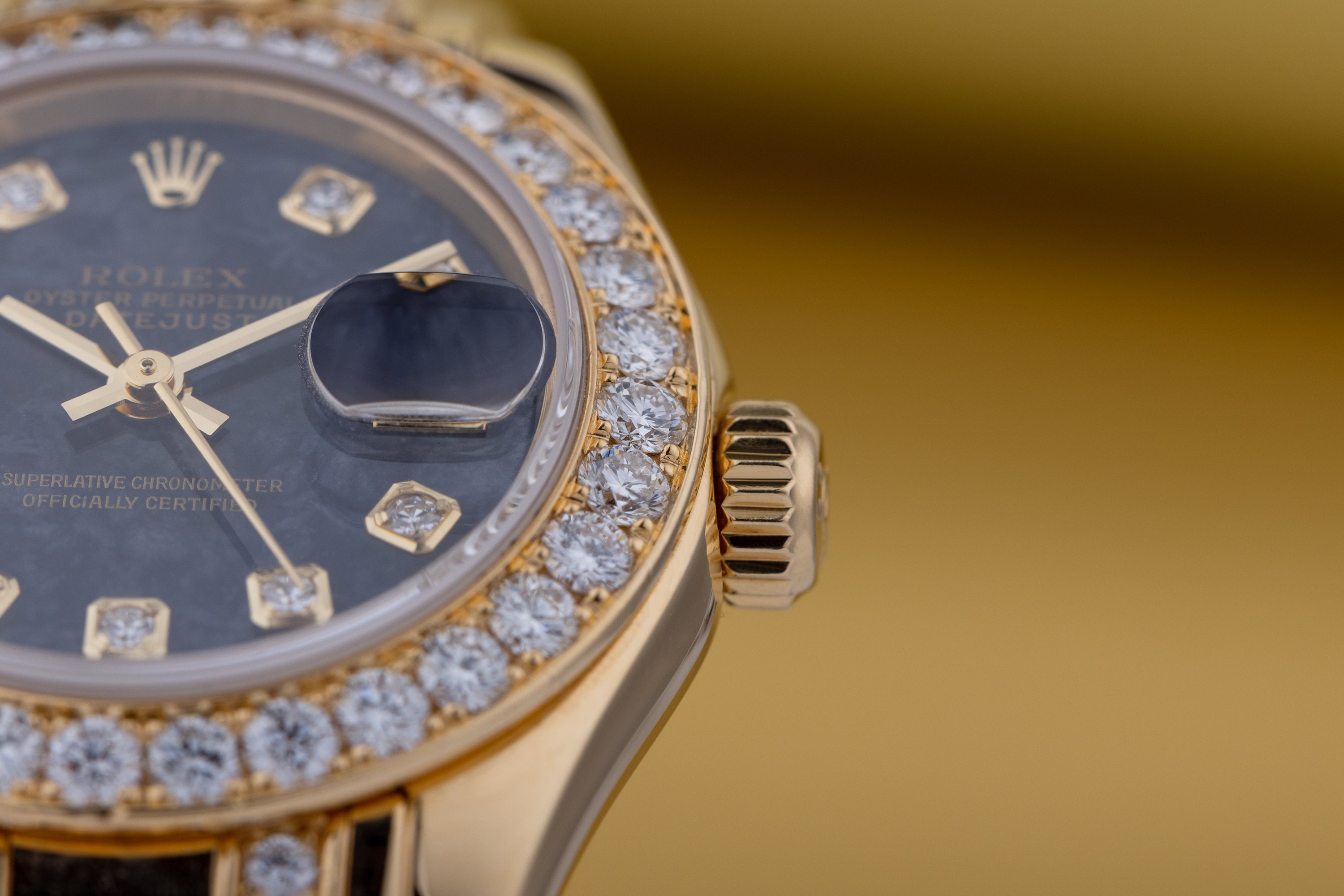 Rolex Lady DateJust Pearlmaster | REF. 80298 | Aventurine Dial | Diamond Hours, Bezel & Bracelet | Box & Papers | 18k Yellow Gold