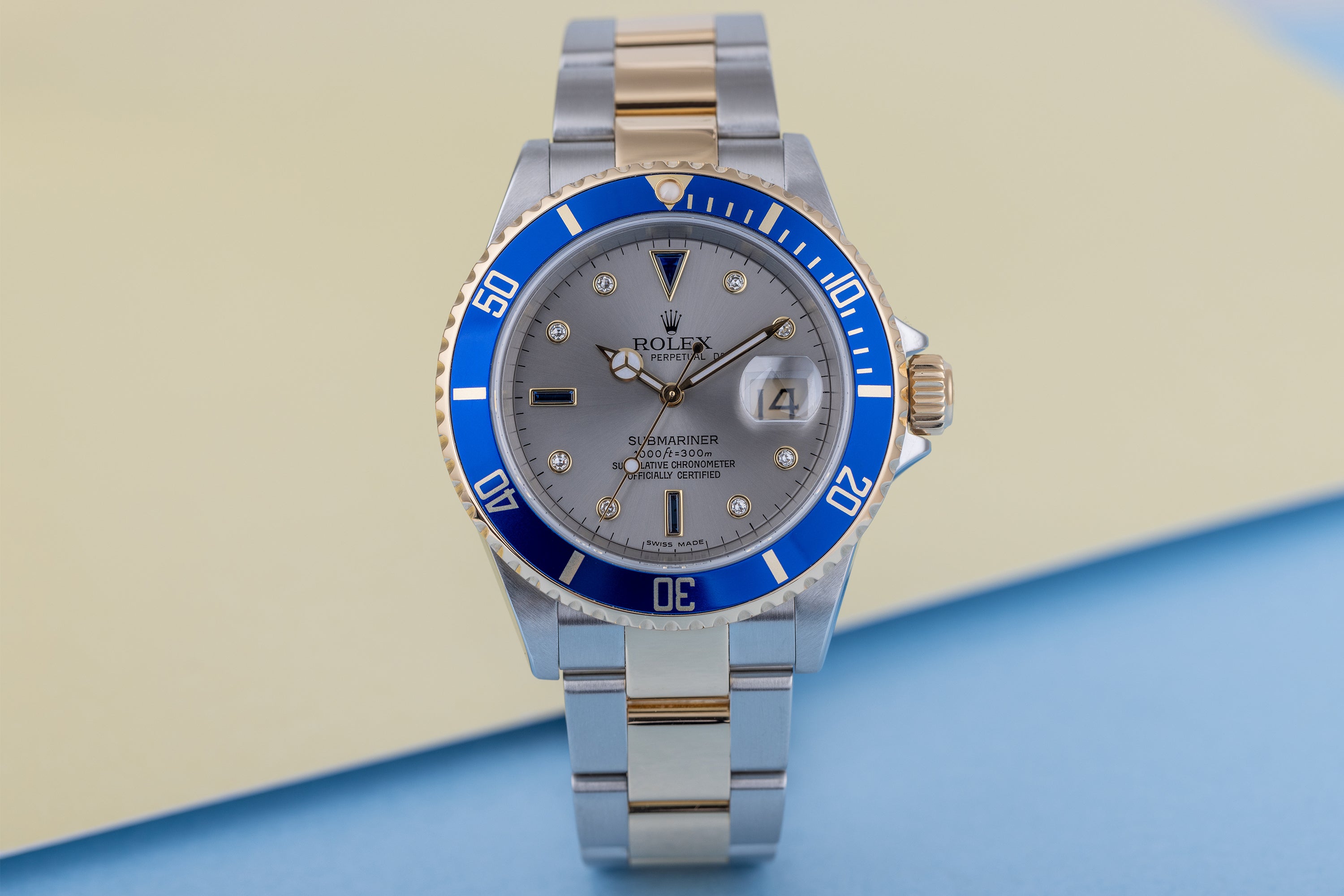 Rolex Submariner | REF. 16613 | Silver Serti Dial | Box & Papers | 2008 | + Service Papers 2013 | Stainless Steel & 18k Yellow Gold