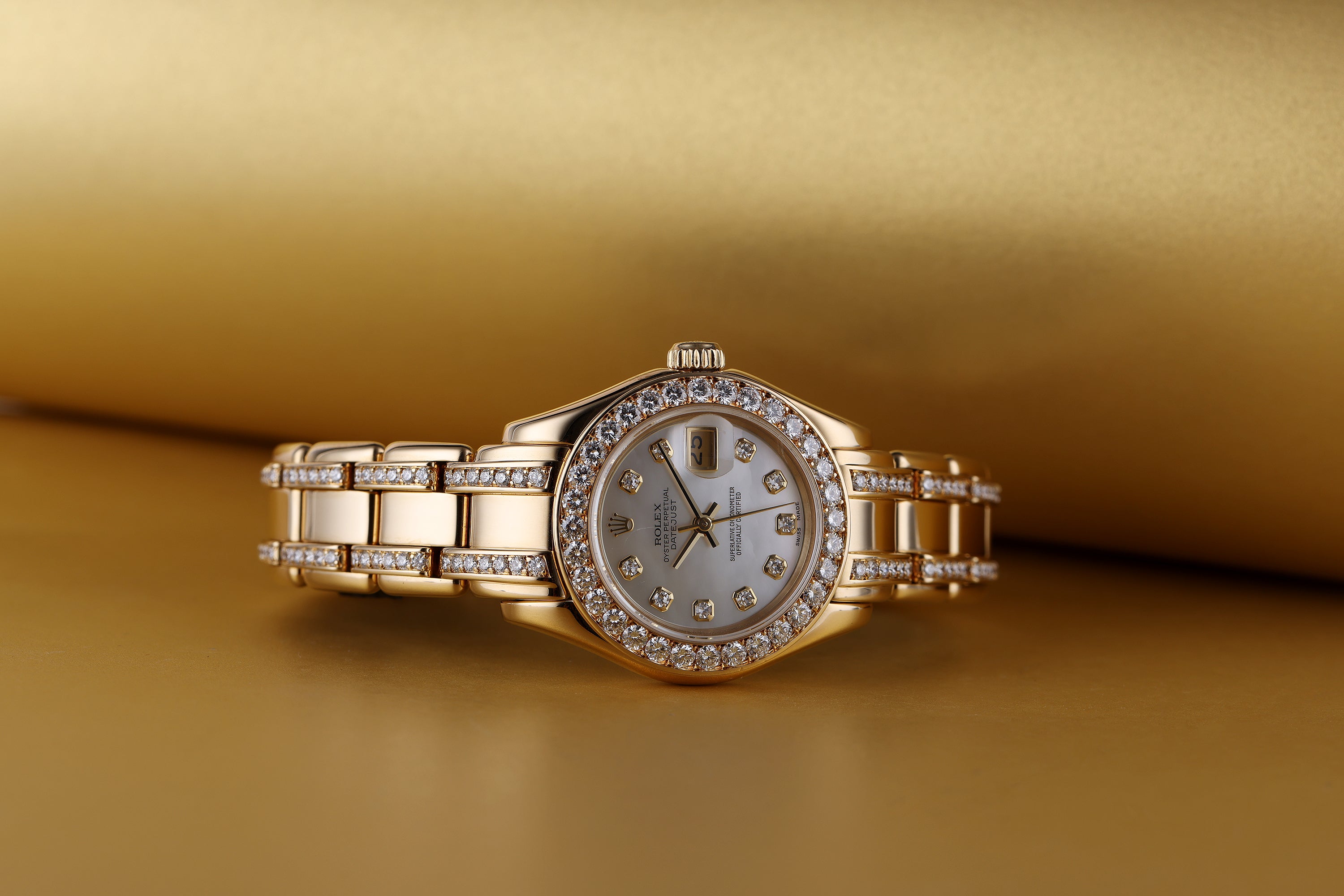 Rolex Lady DateJust Pearlmaster | REF. 69298 | 18k Yellow Gold | Diamond Hours, Bezel & Bracelet