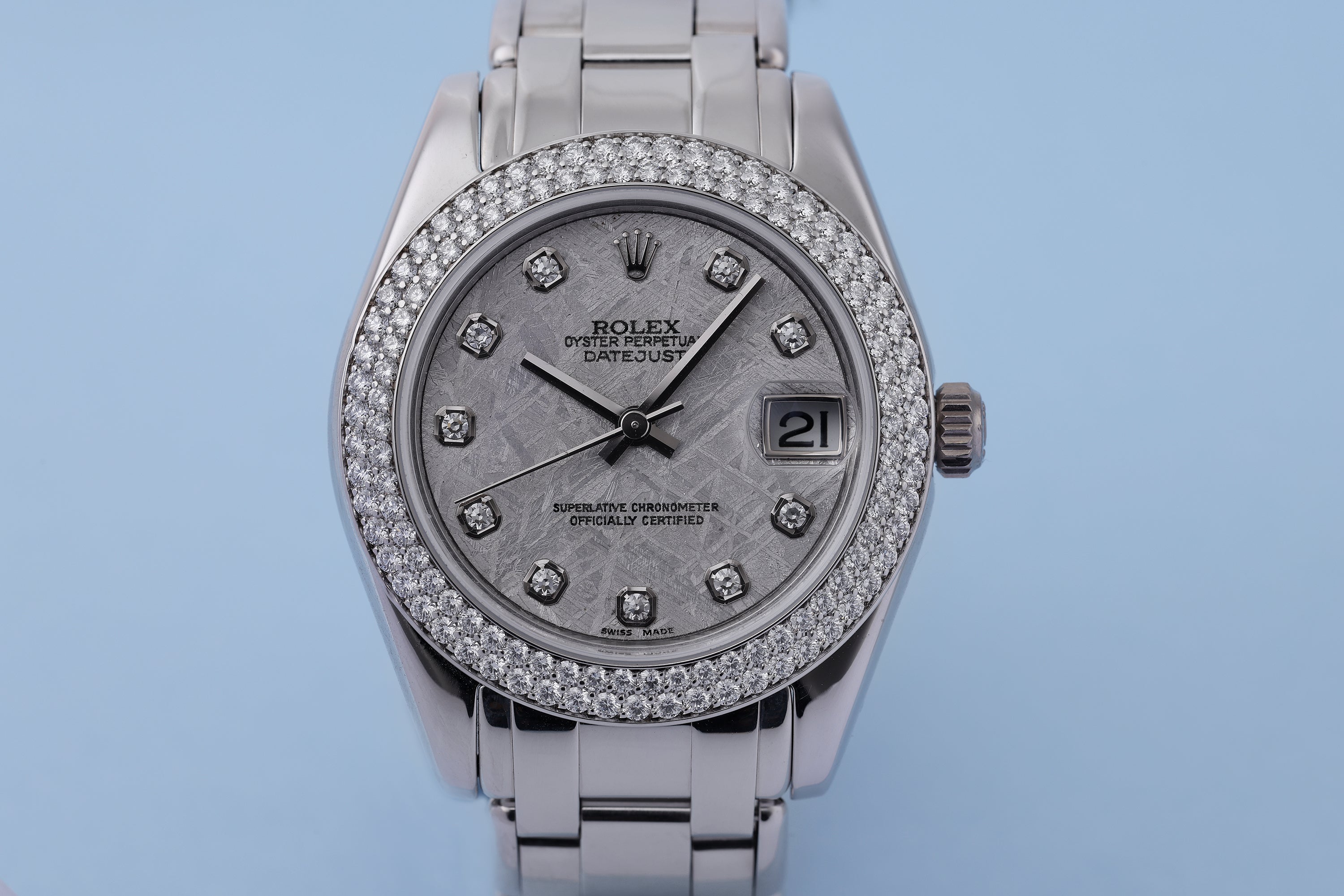 Rolex Pearlmaster DateJust 34 | REF. 81339 | 18k White Gold | Meteorite Dial | Diamond Hours & Bezel | Box & Papers | 2014