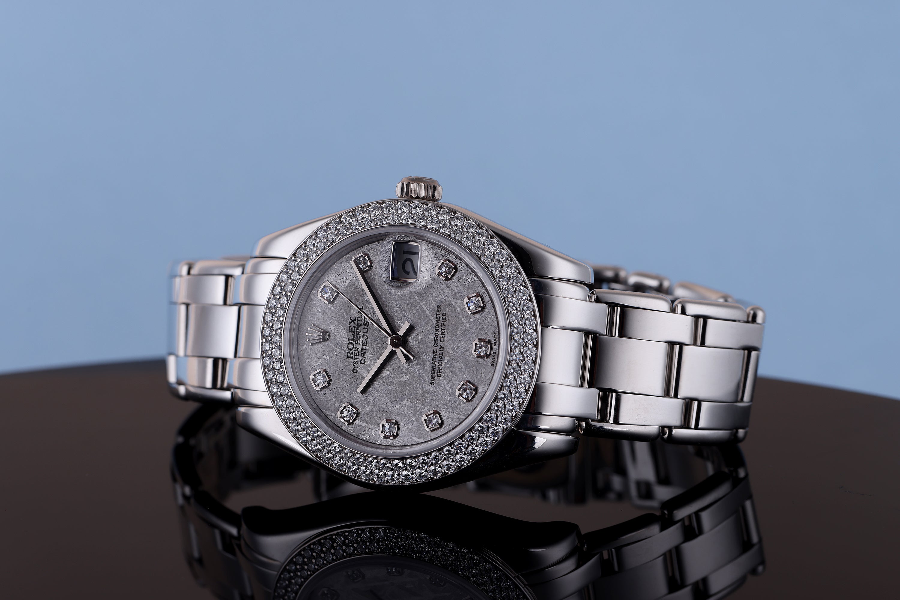 Rolex Pearlmaster DateJust 34 | REF. 81339 | 18k White Gold | Meteorite Dial | Diamond Hours & Bezel | Box & Papers | 2014