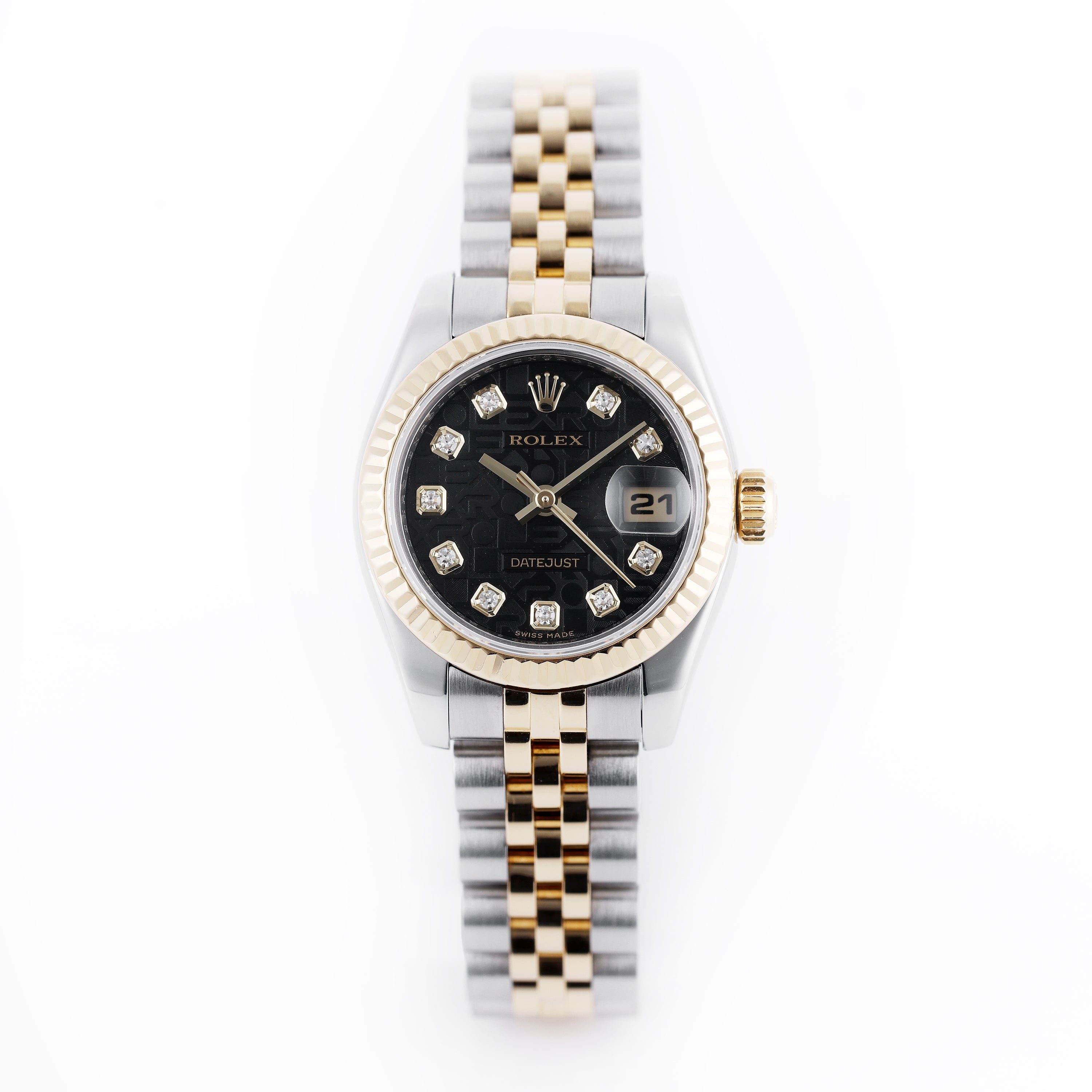 Rolex Lady DateJust | REF. 179173 | Black Jubilee Diamond Dial | Stainless Steel & 18k Yellow Gold