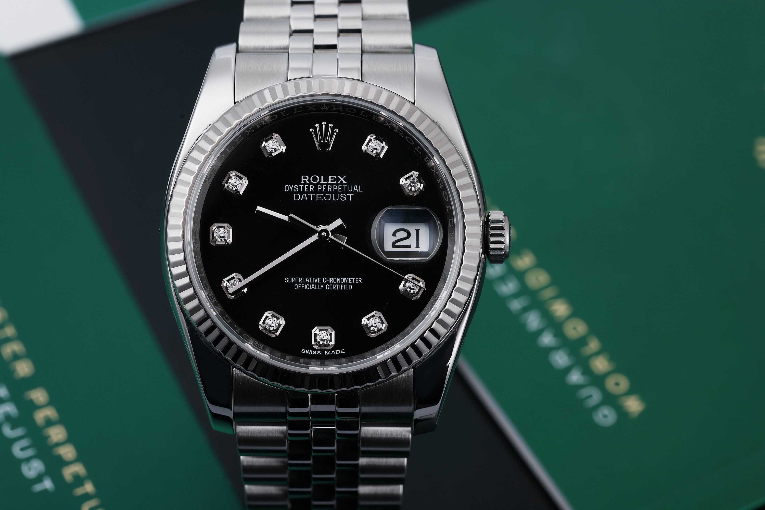 Rolex DateJust 36mm | REF. 116234 | Black Diamond Dial | Box & Papers | 2017 | Steel & 18k White Gold bezel