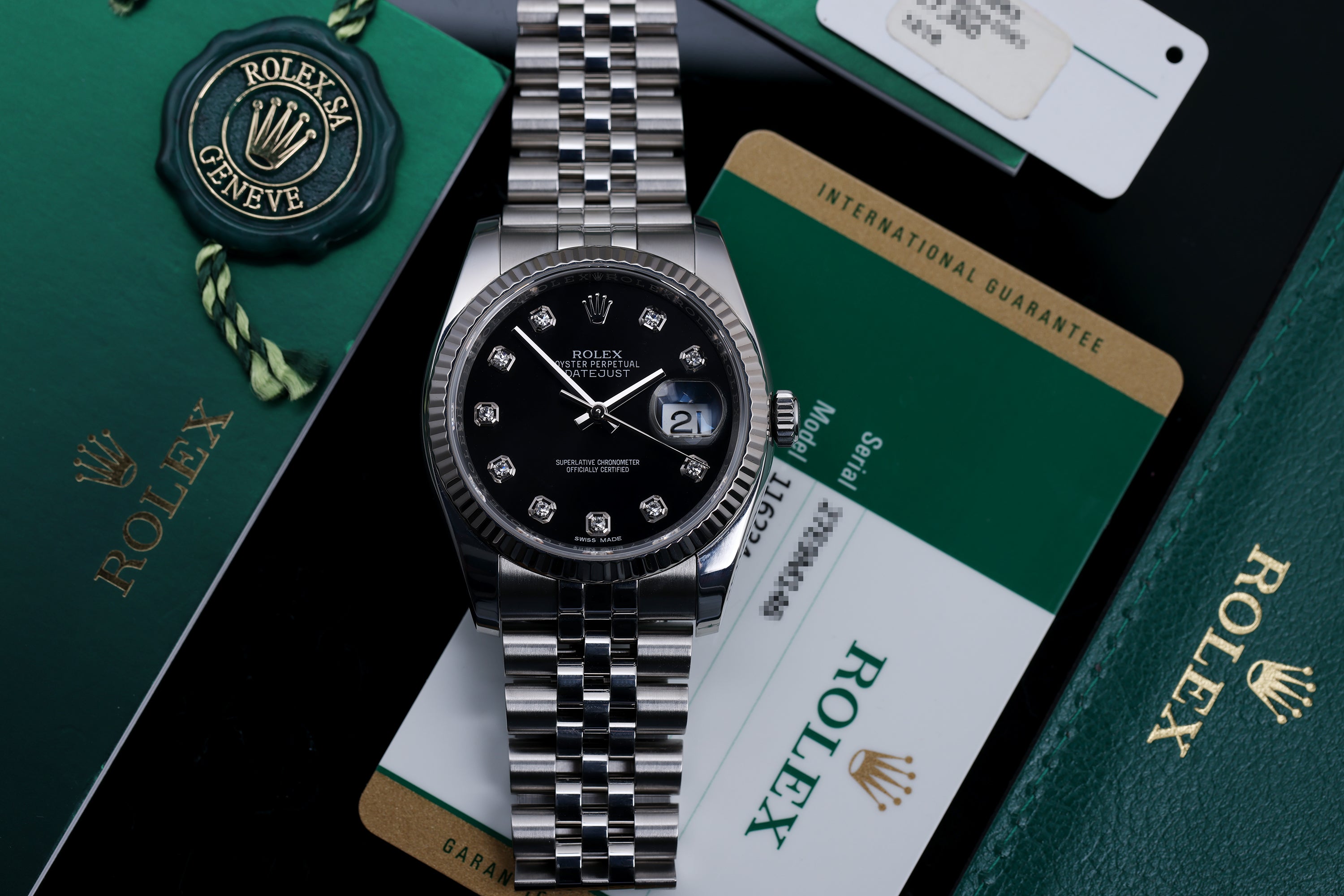 Rolex DateJust 36mm | REF. 116234 | Black Diamond Dial | Box & Papers | 2017 | Steel & 18k White Gold bezel