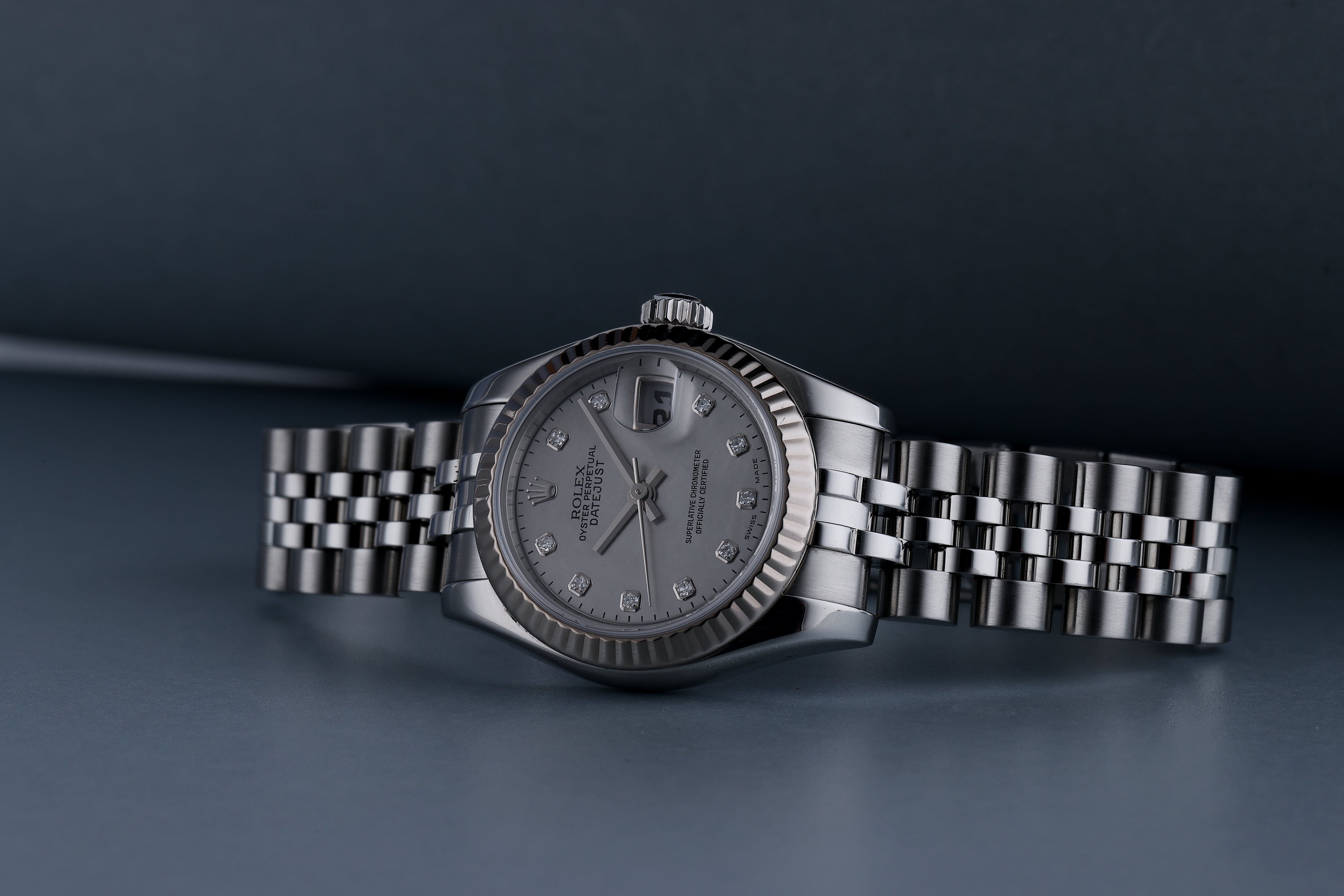 Rolex Lady DateJust 26mm | REF. 179174 | Mother of Pearl Diamond Dial | Stainless Steel & 18k White Gold Bezel