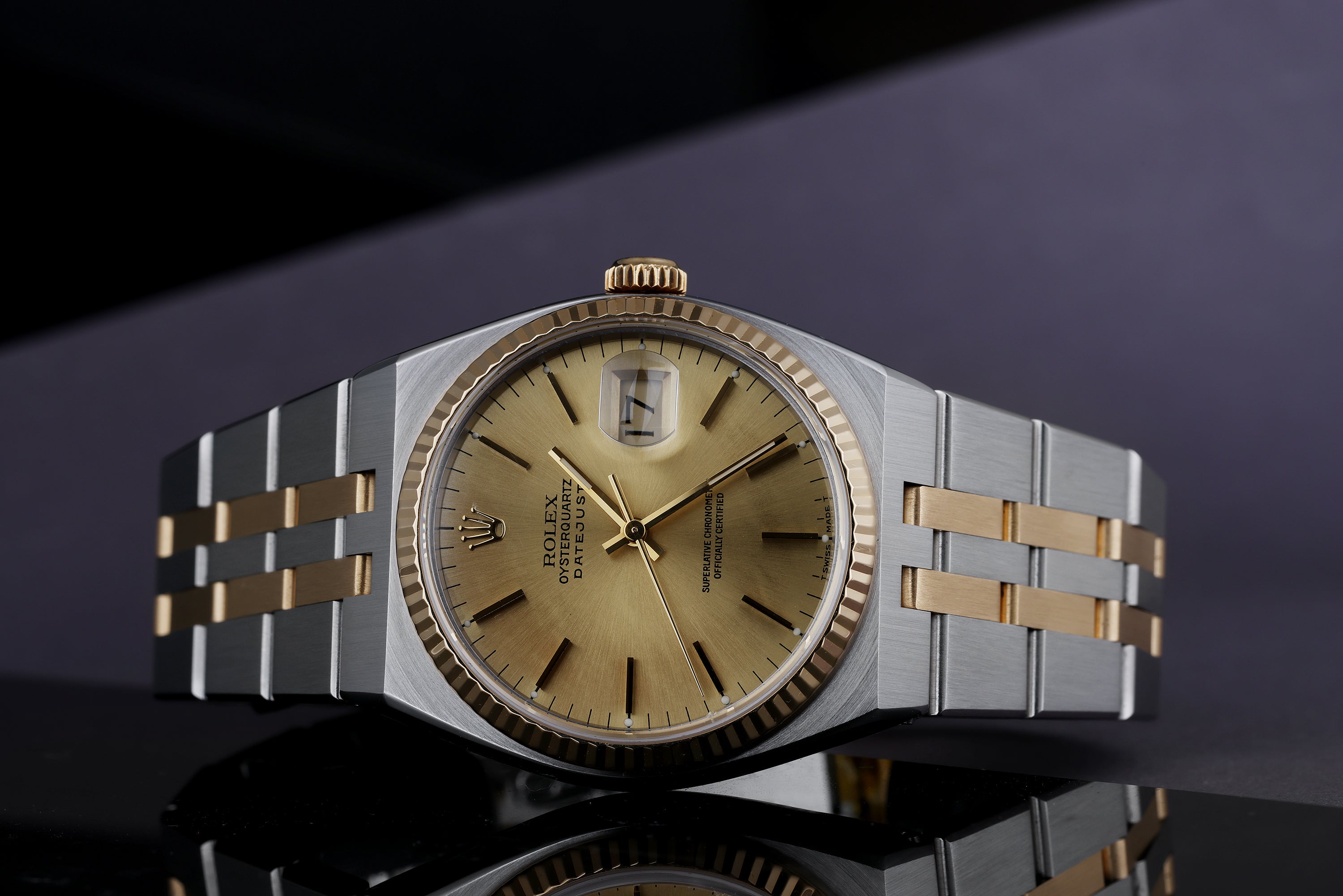 Rolex DateJust Oysterquartz | REF. 17013 | 36mm | Gold Dial | Stainless Steel & 18k Yellow Gold
