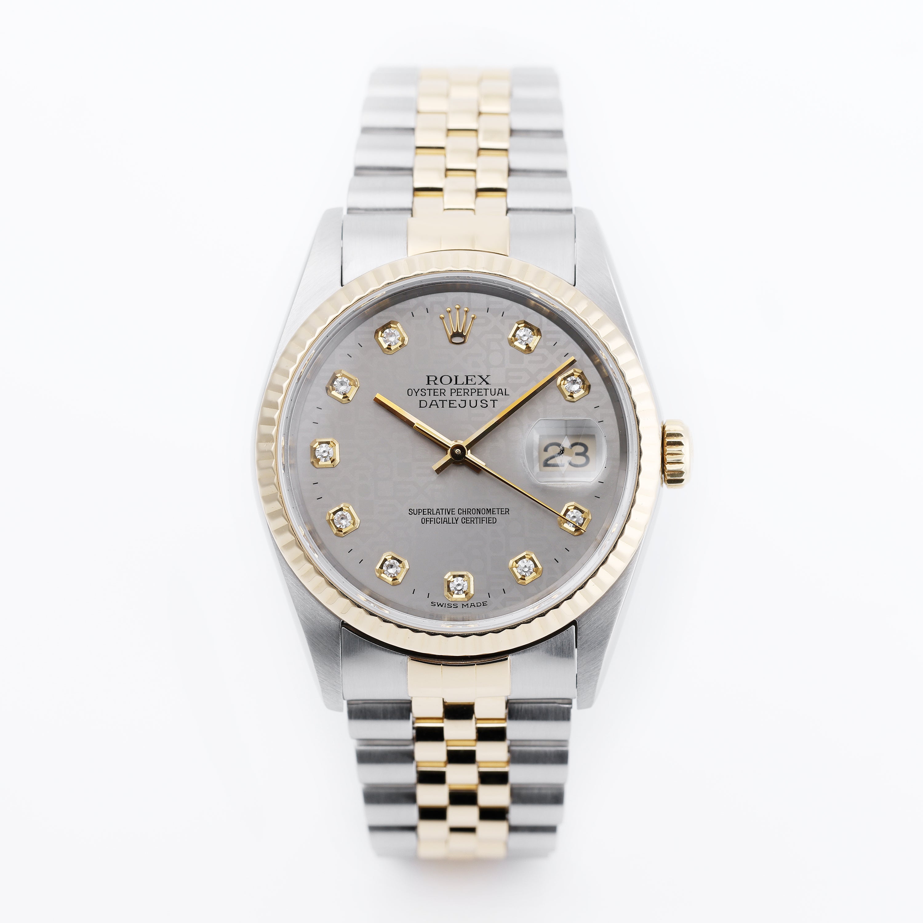 Rolex DateJust 36mm | REF. 16233 | Silver Jubilee Diamond Dial | Stainless Steel & 18k Yellow Gold