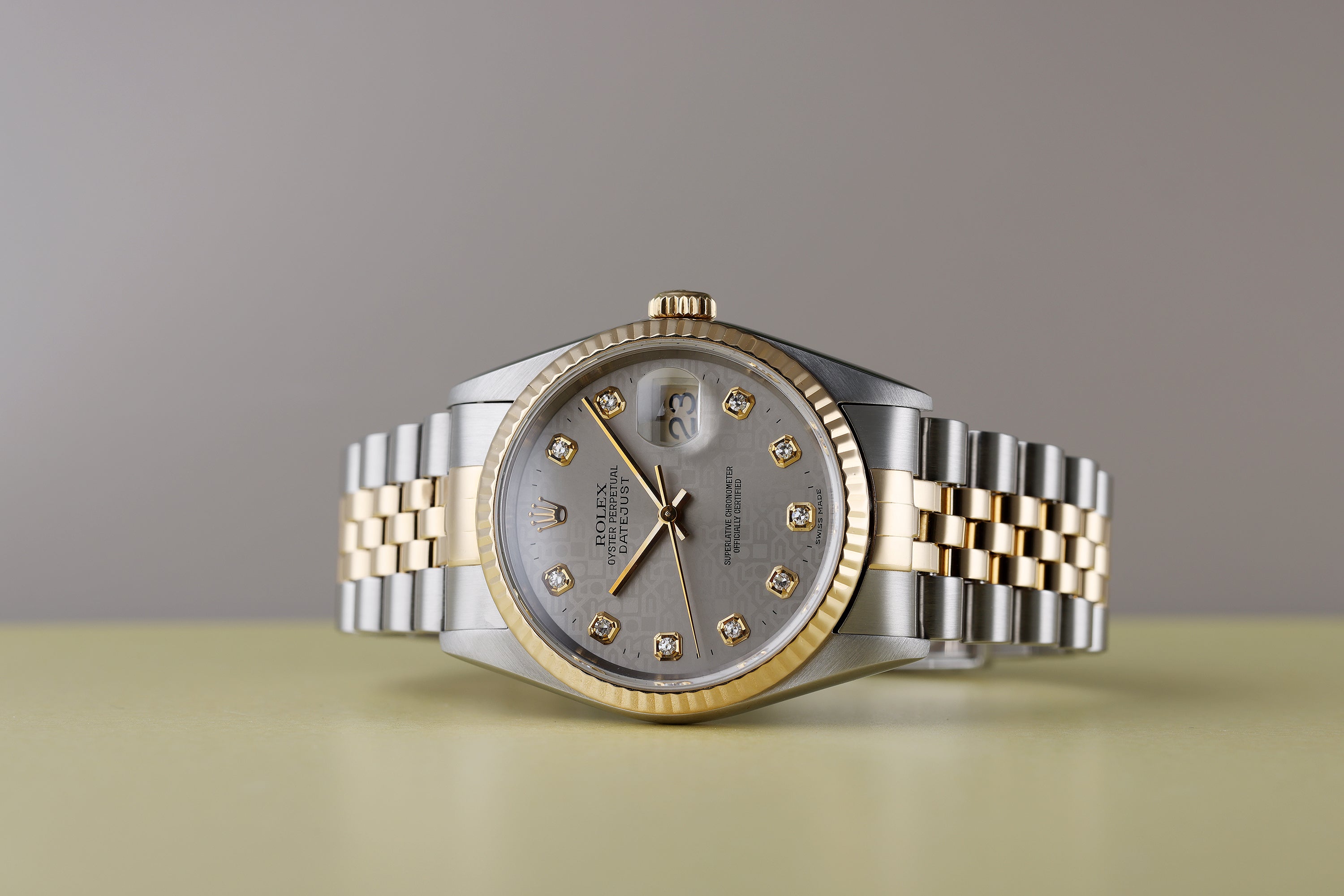 Rolex DateJust 36mm | REF. 16233 | Silver Jubilee Diamond Dial | Stainless Steel & 18k Yellow Gold