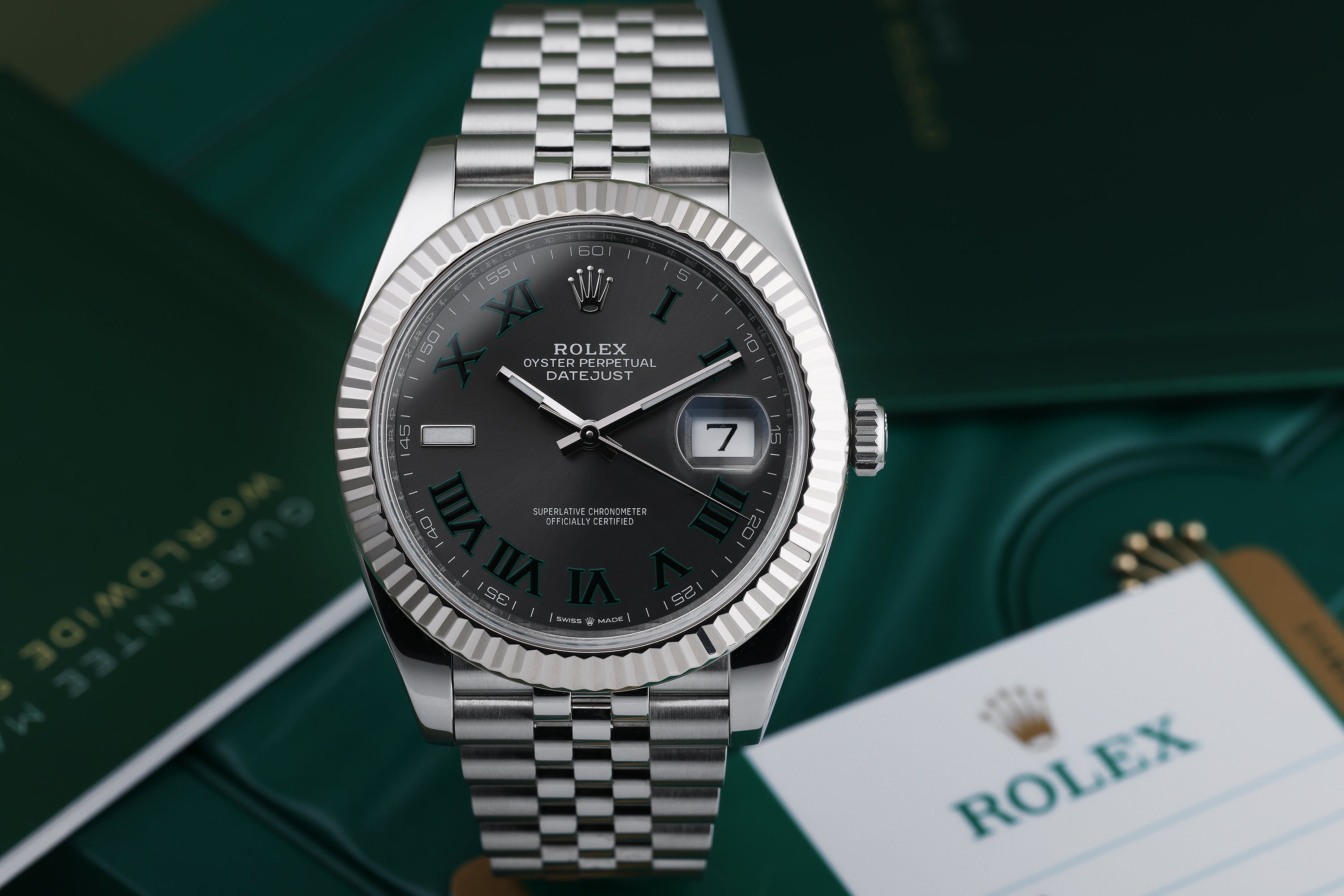Rolex DateJust 41 | REF. 126334 | Wimbledon Dial | Box & Papers | 2018 | Stainless Steel & 18k White Gold Bezel